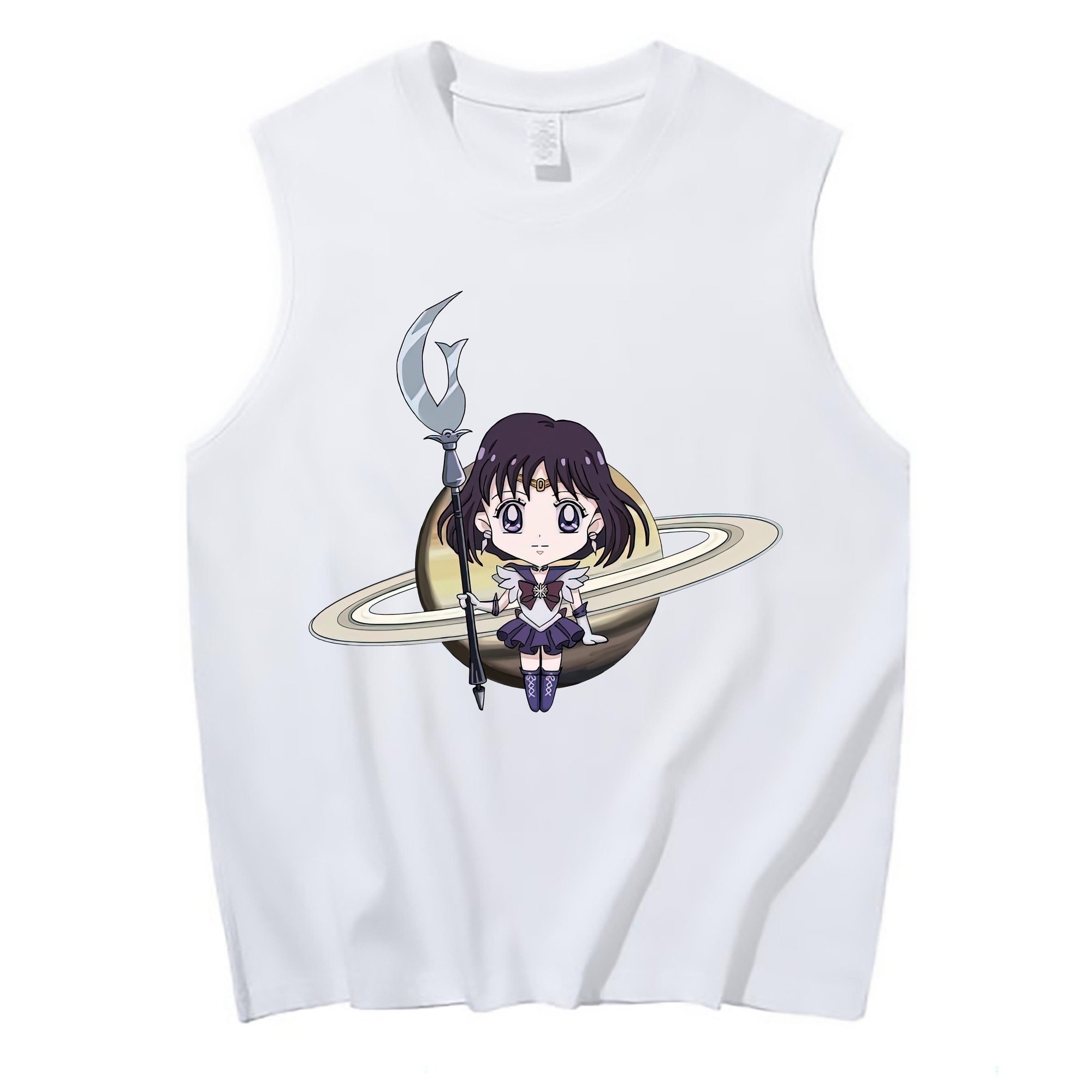 （画像用） 美少女戦士セーラームーン 土萠ほたる Sailor Moon Tomoe Hotaru （セーラーサターン；Sailor Saturn） コットン100％タンクトップ（フロントプリント）