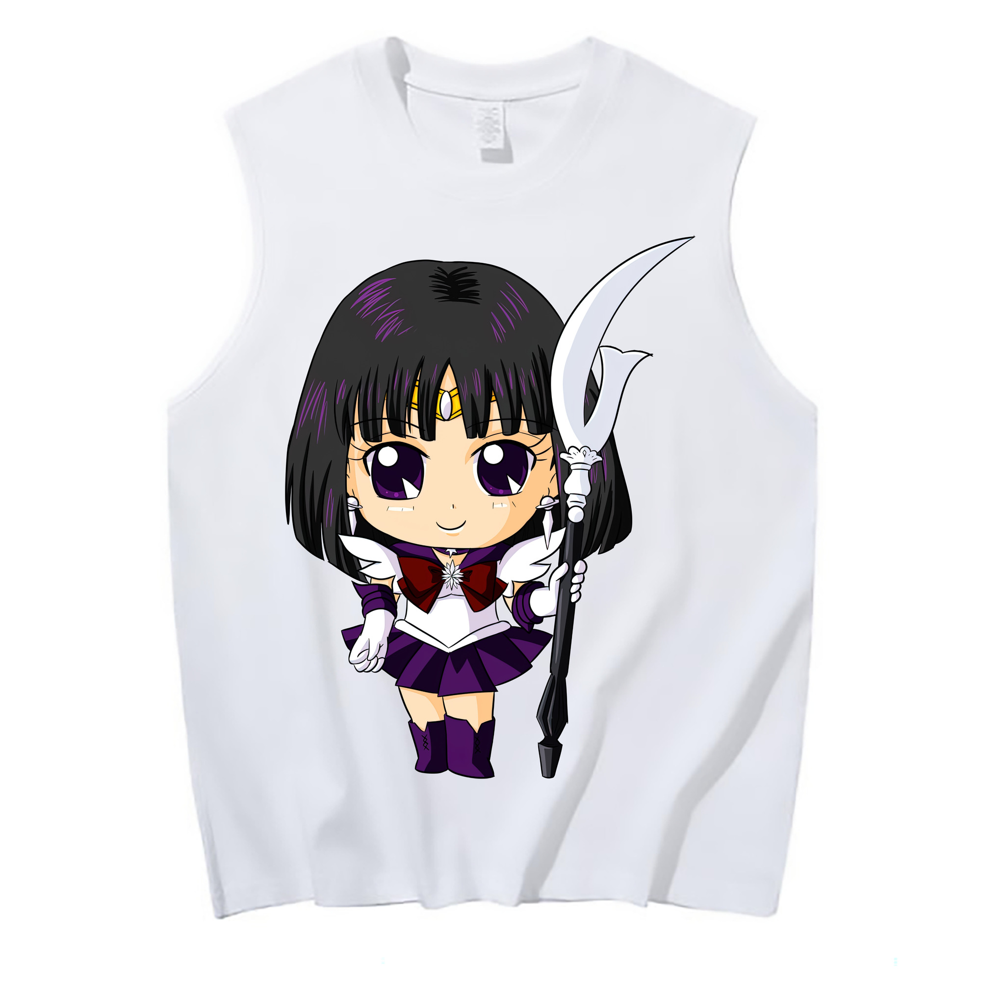 （画像用） 美少女戦士セーラームーン 土萠ほたる Sailor Moon Tomoe Hotaru （セーラーサターン；Sailor Saturn） コットン100％タンクトップ（フロントプリント）