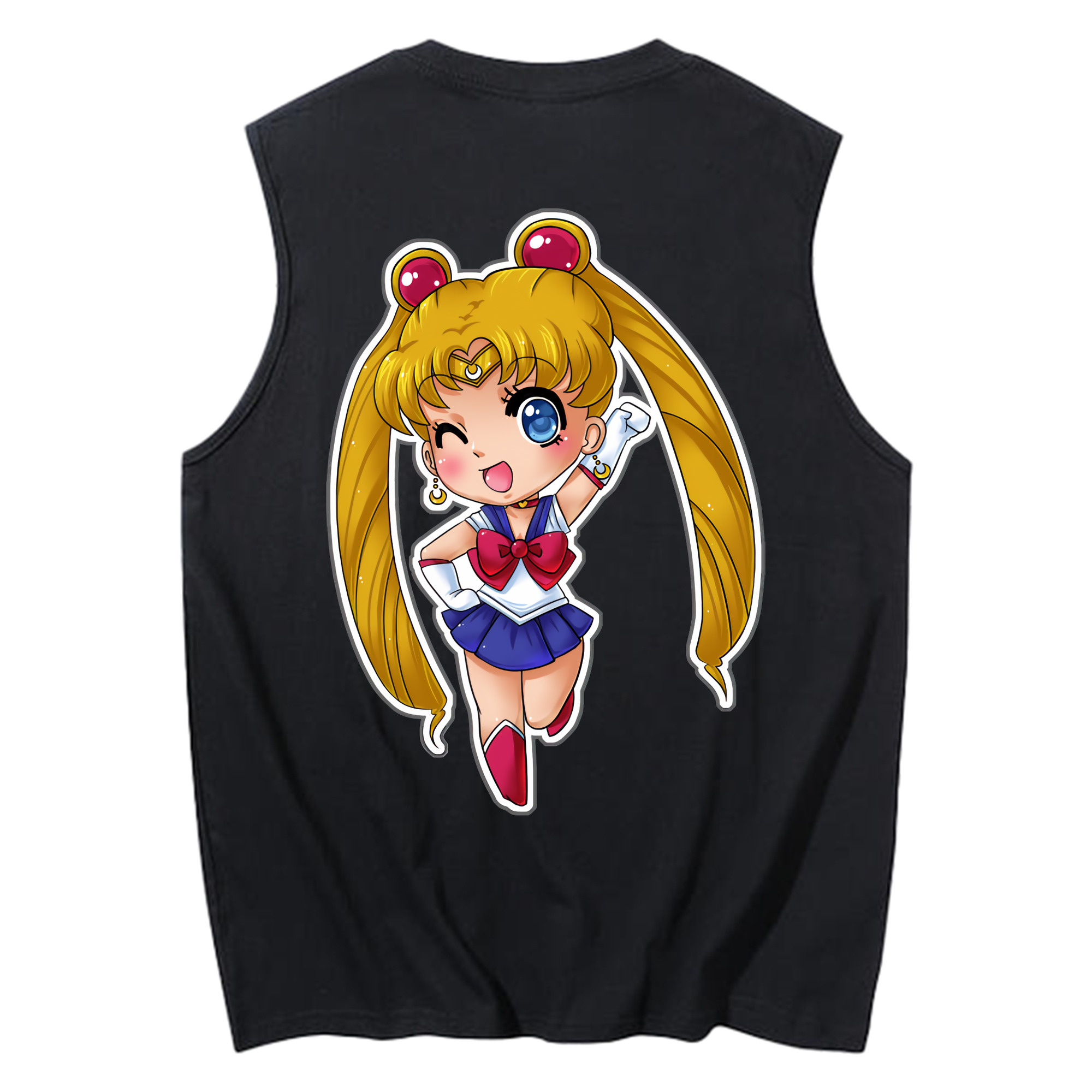 （画像用） 美少女戦士セーラームーン 月野 うさぎ つきの うさぎ Sailor Moon Tsukino Usagi コットン100％タンクトップ（背面プリント）