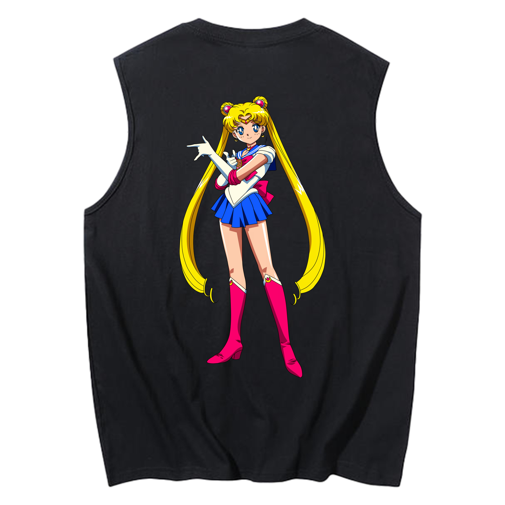 （画像用） 美少女戦士セーラームーン 月野 うさぎ つきの うさぎ Sailor Moon Tsukino Usagi コットン100％タンクトップ（背面プリント）