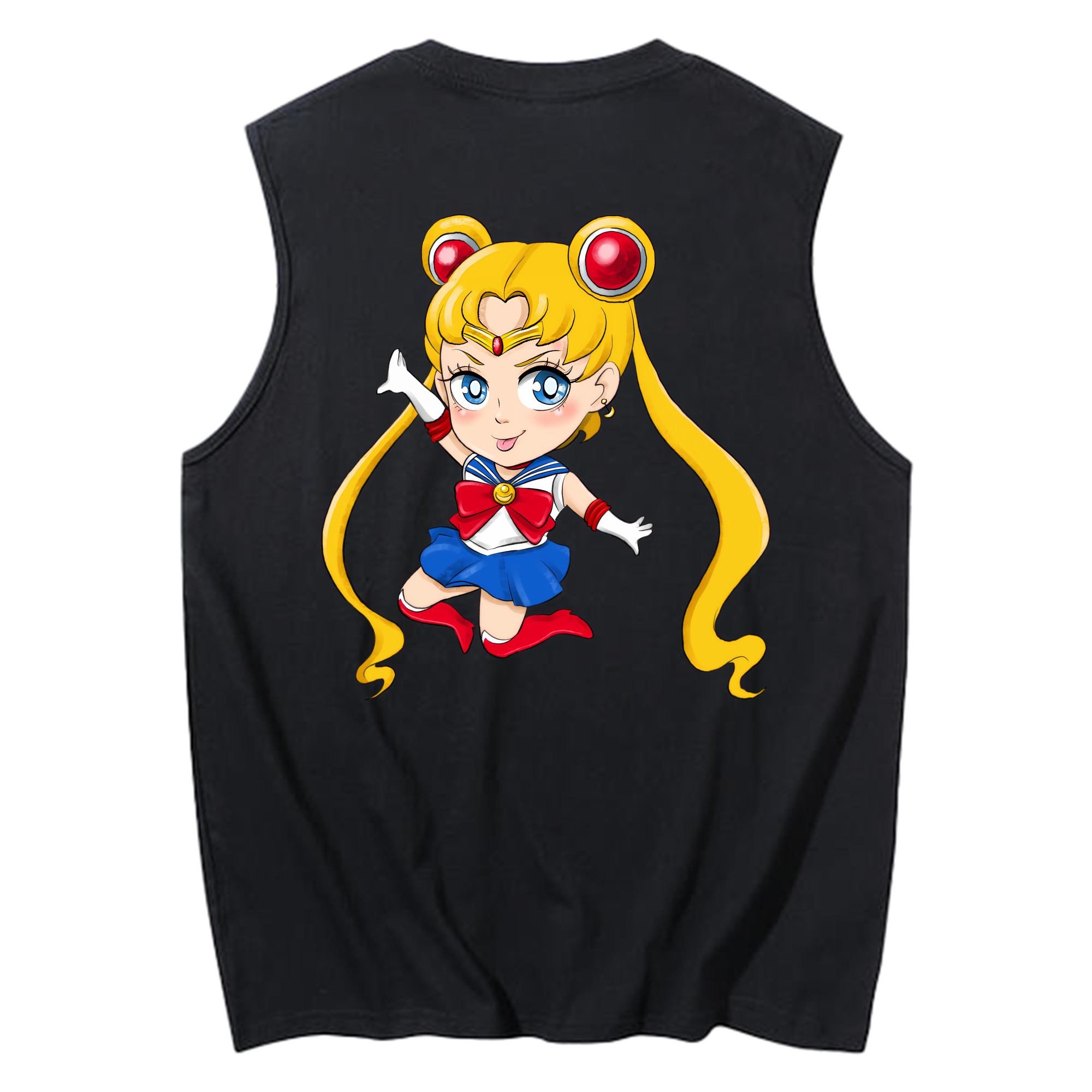 （画像用） 美少女戦士セーラームーン 月野 うさぎ つきの うさぎ Sailor Moon Tsukino Usagi コットン100％タンクトップ（背面プリント）