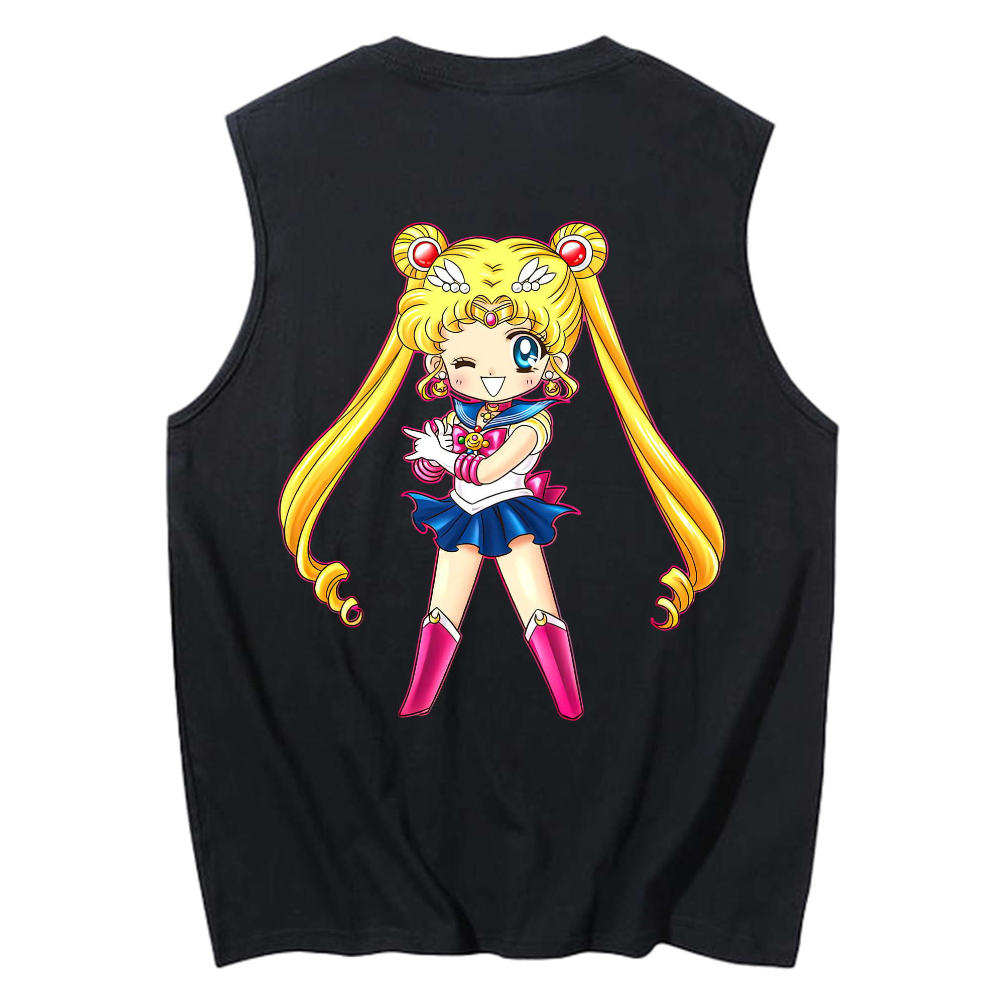 （画像用） 美少女戦士セーラームーン 月野 うさぎ つきの うさぎ Sailor Moon Tsukino Usagi コットン100％タンクトップ（背面プリント）