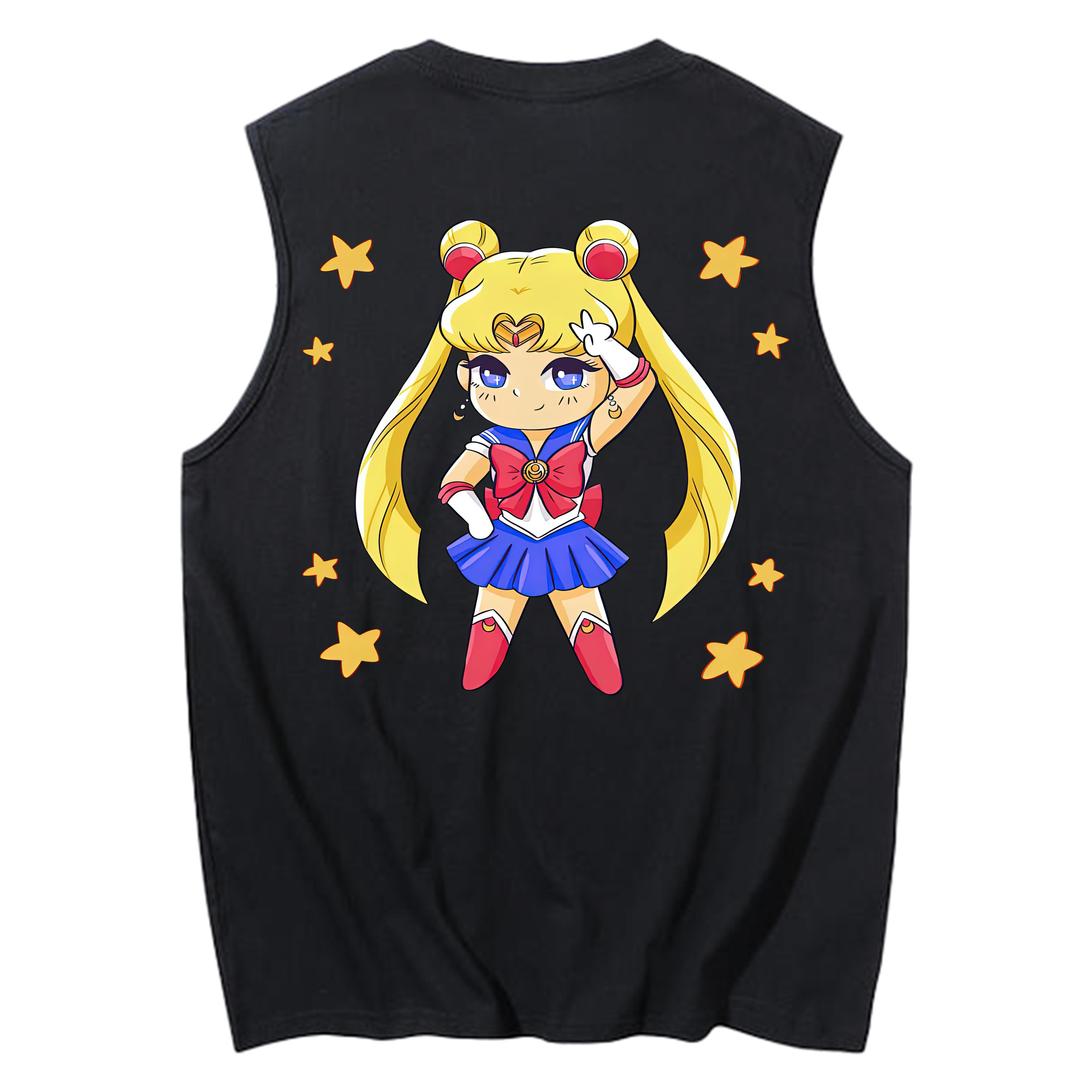 （画像用） 美少女戦士セーラームーン 月野 うさぎ つきの うさぎ Sailor Moon Tsukino Usagi コットン100％タンクトップ（背面プリント）