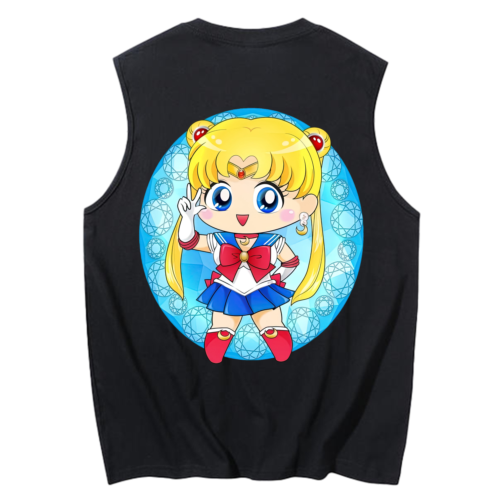 （画像用） 美少女戦士セーラームーン 月野 うさぎ つきの うさぎ Sailor Moon Tsukino Usagi コットン100％タンクトップ（背面プリント）