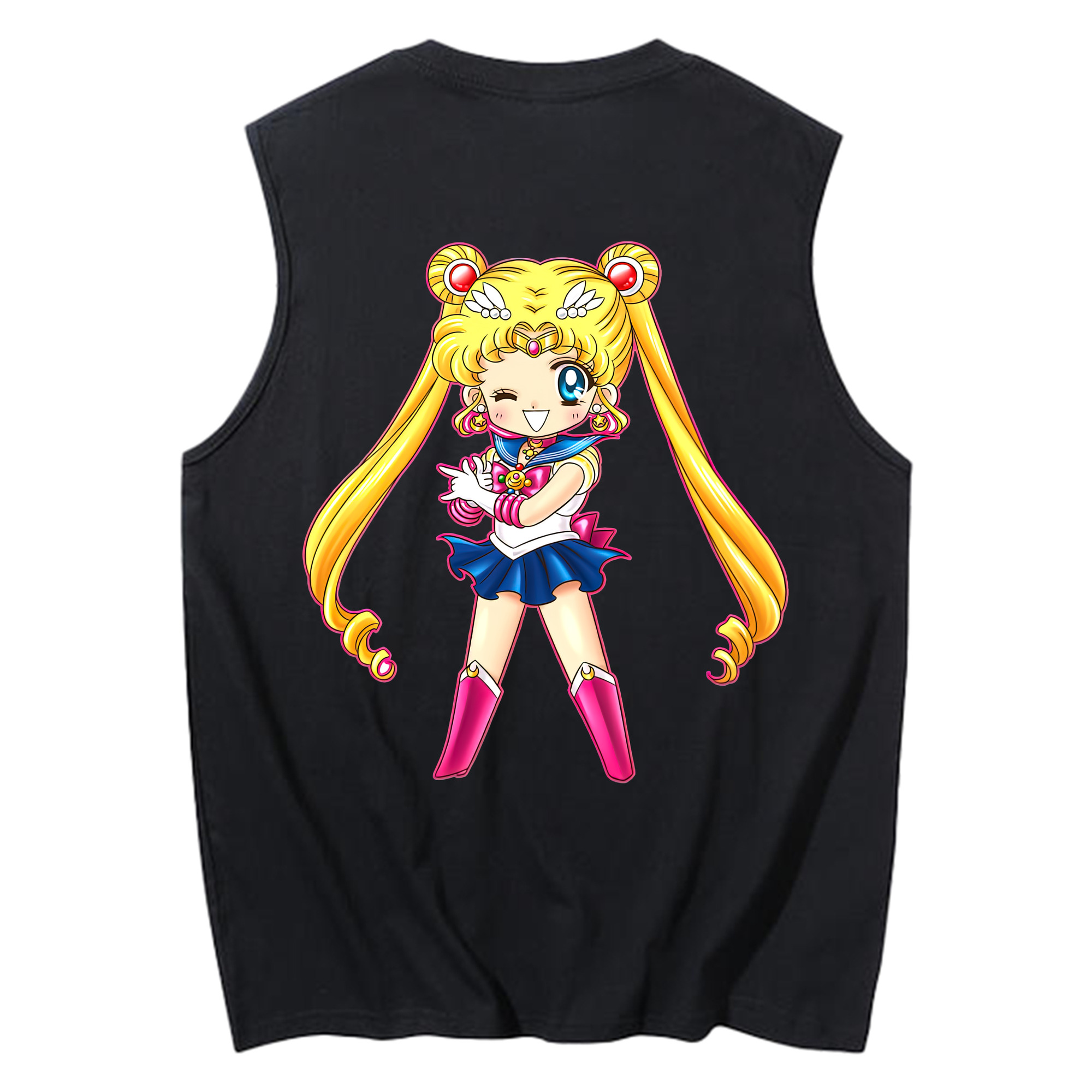 （画像用） 美少女戦士セーラームーン 月野 うさぎ つきの うさぎ Sailor Moon Tsukino Usagi コットン100％タンクトップ（背面プリント）