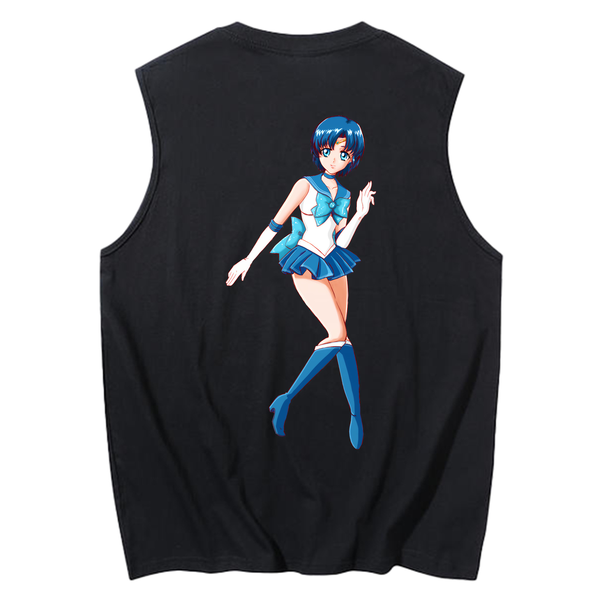 （画像用） 美少女戦士セーラームーン 水野 亜美 みずの あみ Sailor Moon Mizuno Ami コットン100％タンクトップ（背面プリント）