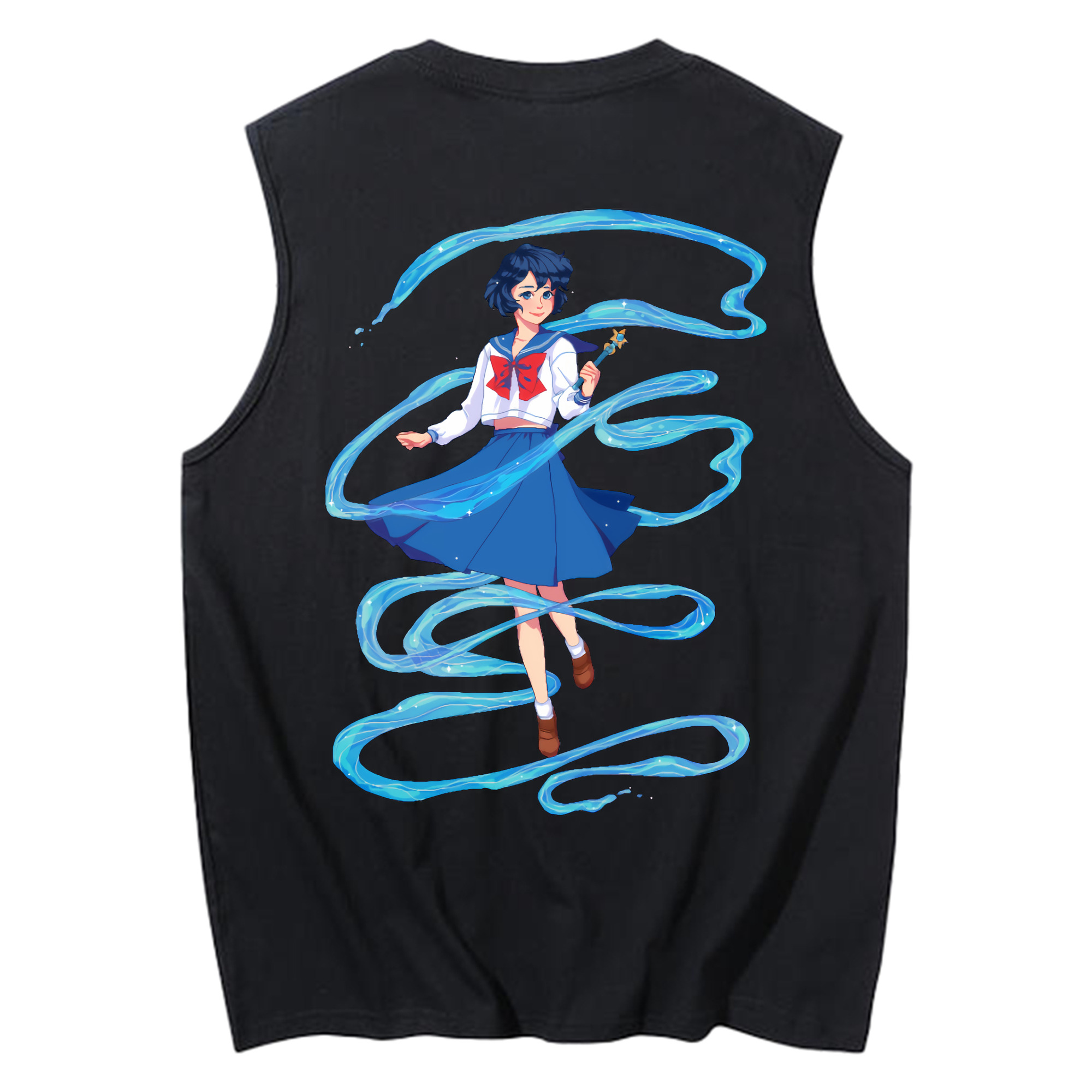 （画像用） 美少女戦士セーラームーン 水野 亜美 みずの あみ Sailor Moon Mizuno Ami コットン100％タンクトップ（背面プリント）