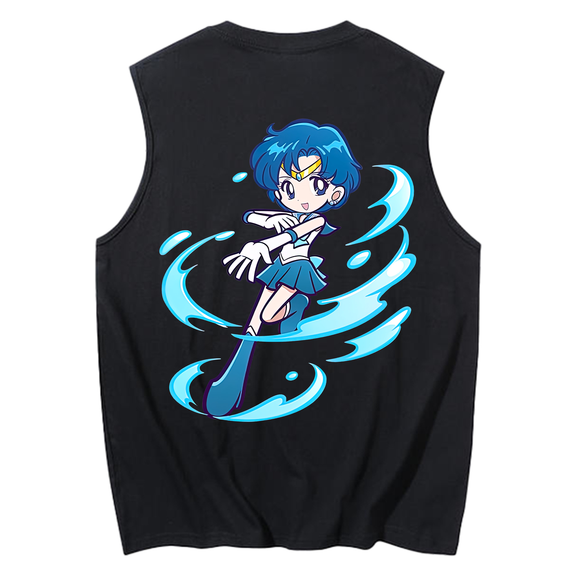 （画像用） 美少女戦士セーラームーン 水野 亜美 みずの あみ Sailor Moon Mizuno Ami コットン100％タンクトップ（背面プリント）