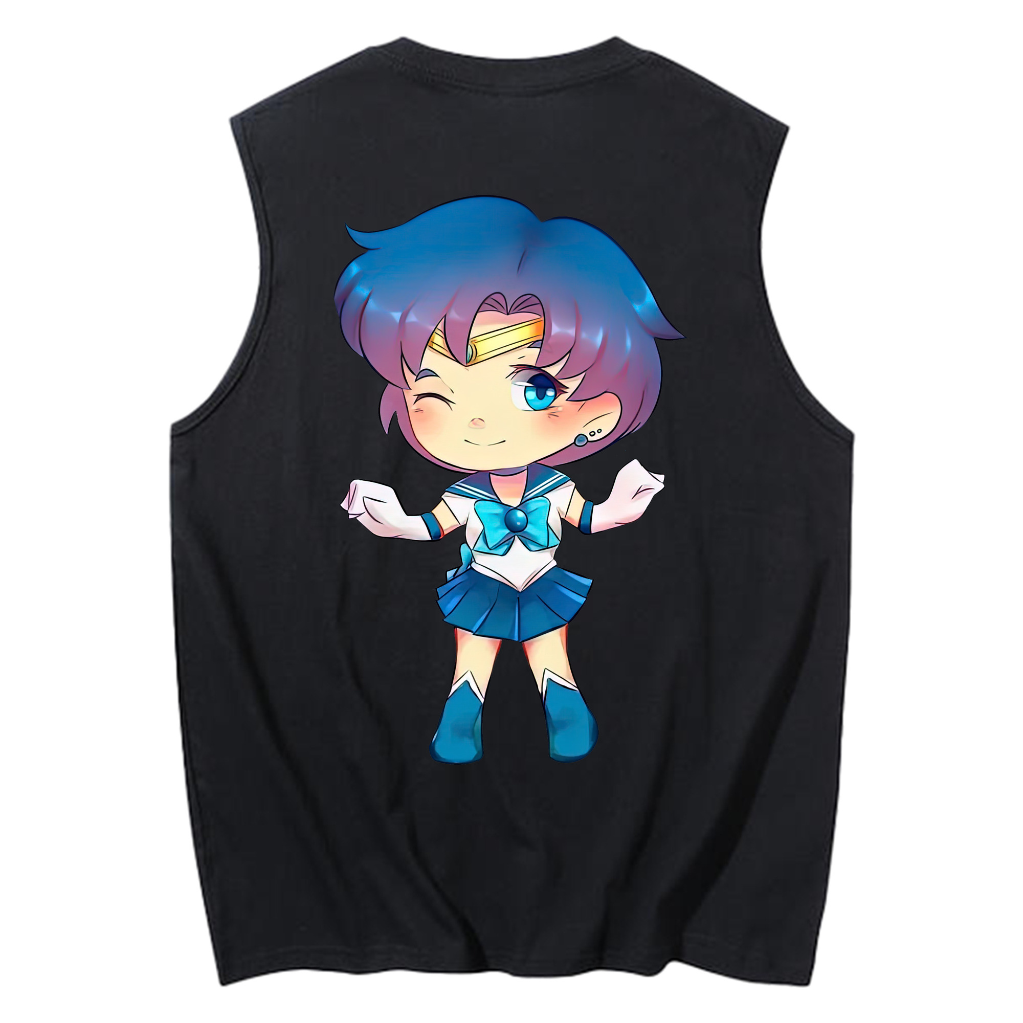 （画像用） 美少女戦士セーラームーン 水野 亜美 みずの あみ Sailor Moon Mizuno Ami コットン100％タンクトップ（背面プリント）