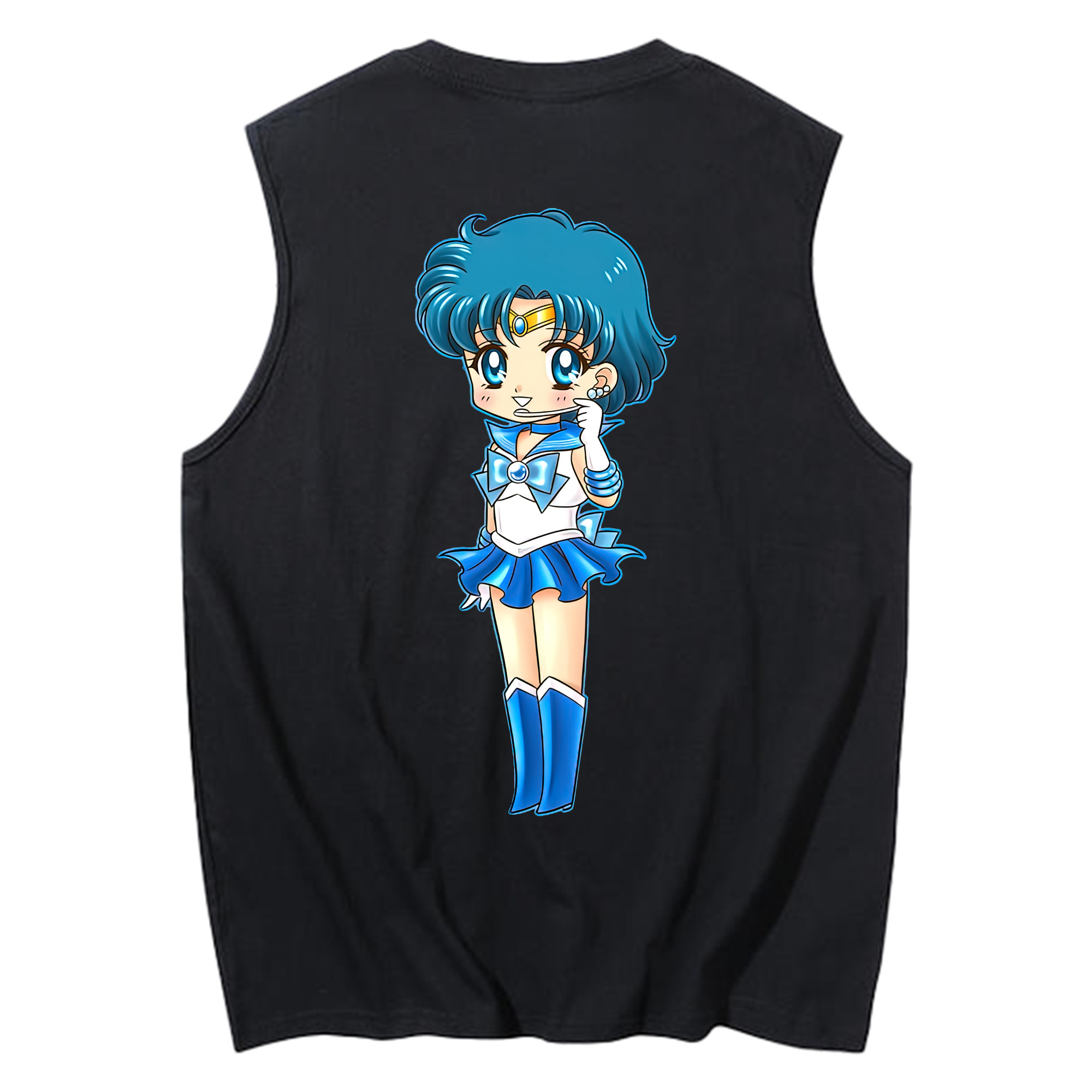 （画像用） 美少女戦士セーラームーン 水野 亜美 みずの あみ Sailor Moon Mizuno Ami コットン100％タンクトップ（背面プリント）