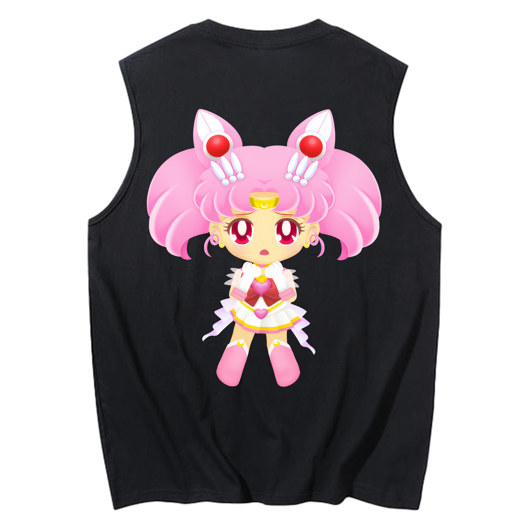（画像用） 美少女戦士セーラームーン ちびうさ Sailor Moon Chibiusa Tsukino Usagi Small Lady Serenity コットン100％タンクトップ（背面プリント）