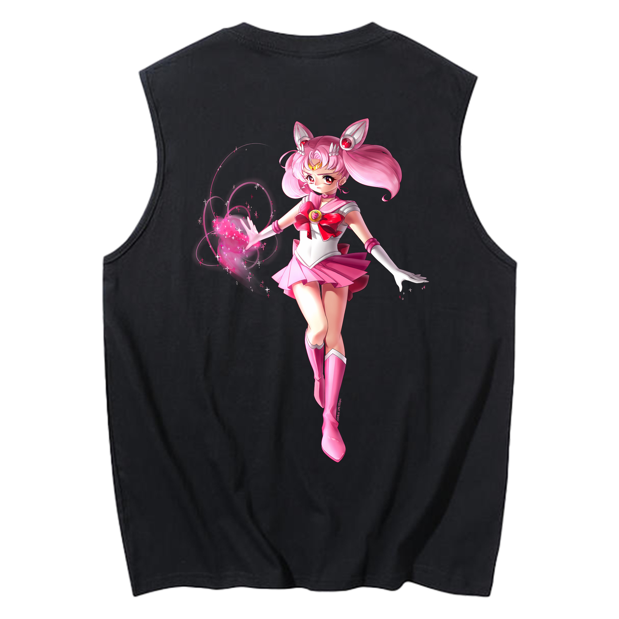 （画像用） 美少女戦士セーラームーン ちびうさ Sailor Moon Chibiusa Tsukino Usagi Small Lady Serenity コットン100％タンクトップ（背面プリント）