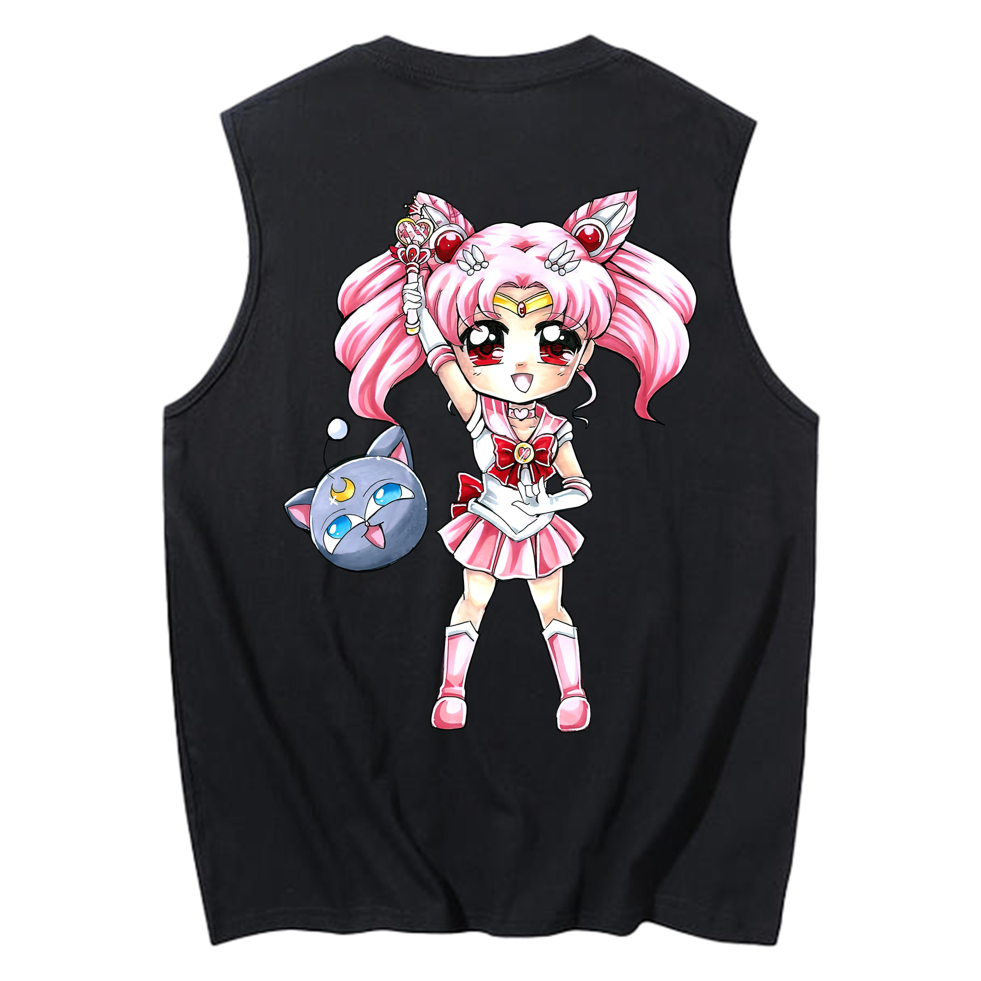 （画像用） 美少女戦士セーラームーン ちびうさ Sailor Moon Chibiusa Tsukino Usagi Small Lady Serenity コットン100％タンクトップ（背面プリント）