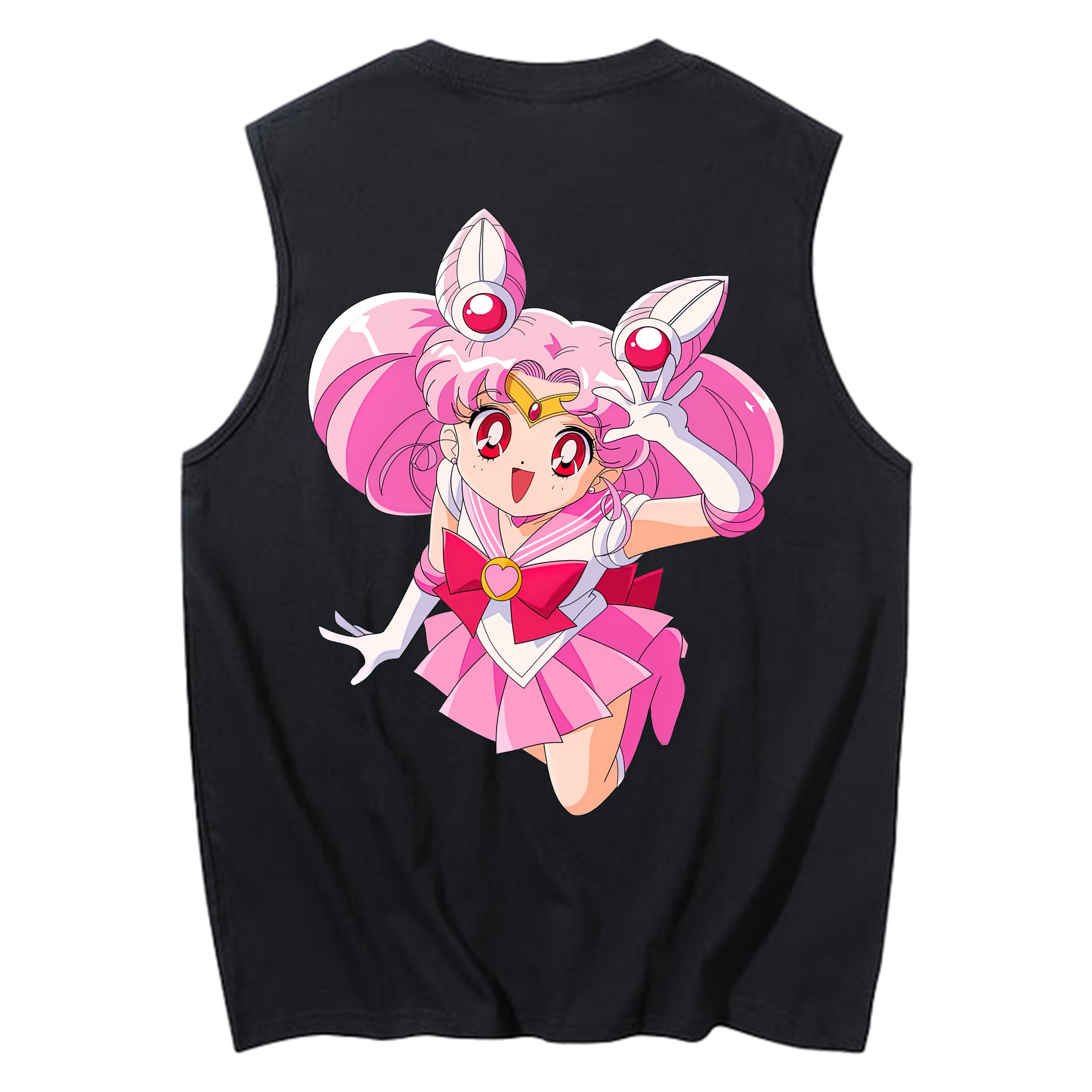 （画像用） 美少女戦士セーラームーン ちびうさ Sailor Moon Chibiusa Tsukino Usagi Small Lady Serenity コットン100％タンクトップ（背面プリント）