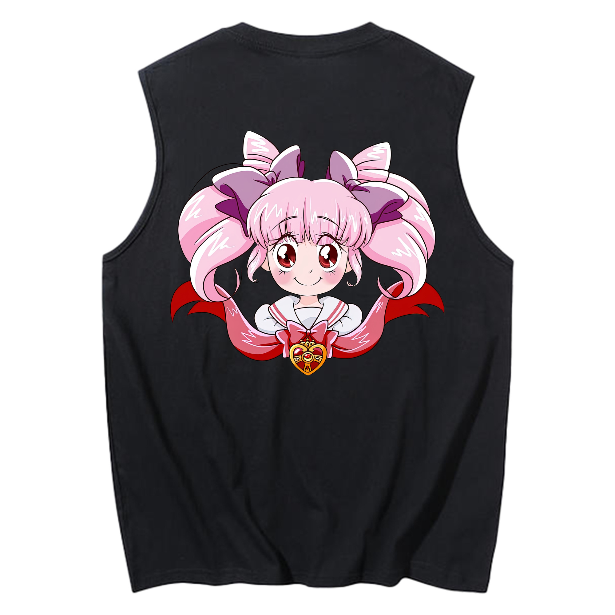 （画像用） 美少女戦士セーラームーン ちびうさ Sailor Moon Chibiusa Tsukino Usagi Small Lady Serenity コットン100％タンクトップ（背面プリント）