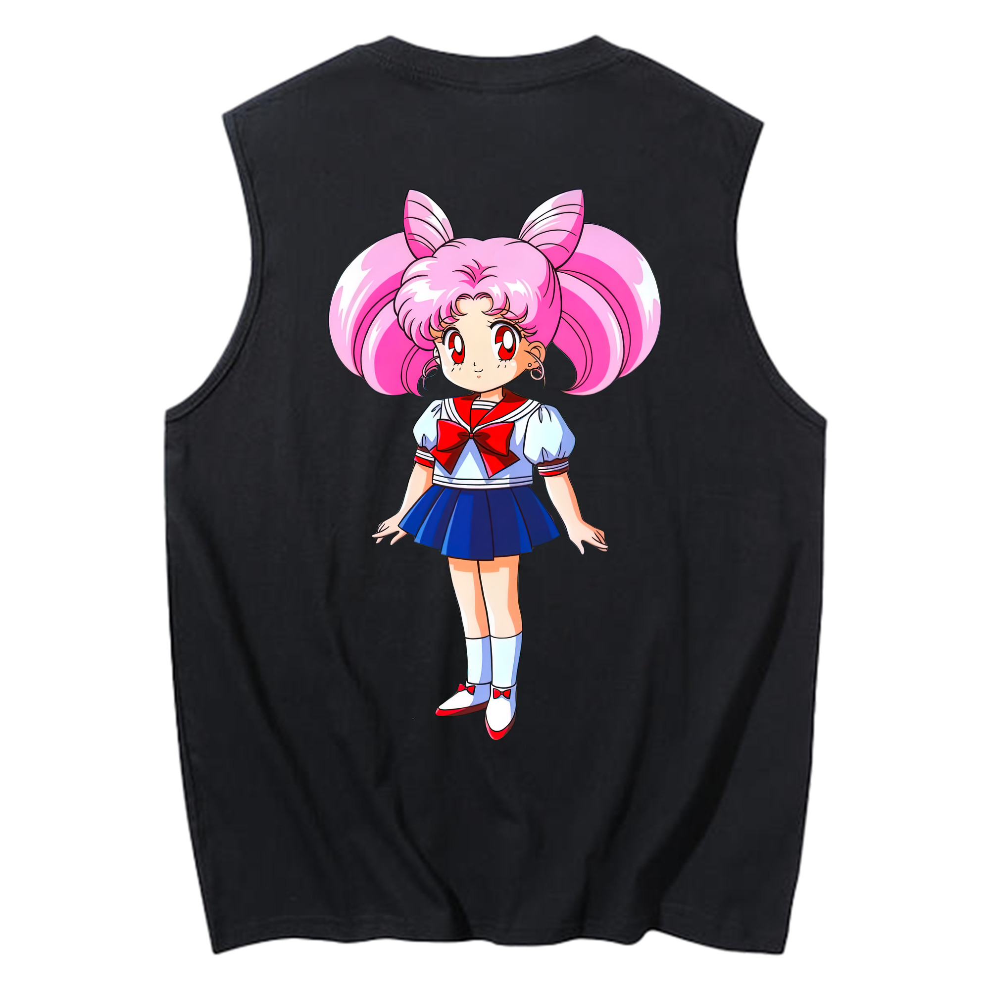 （画像用） 美少女戦士セーラームーン ちびうさ Sailor Moon Chibiusa Tsukino Usagi Small Lady Serenity コットン100％タンクトップ（背面プリント）