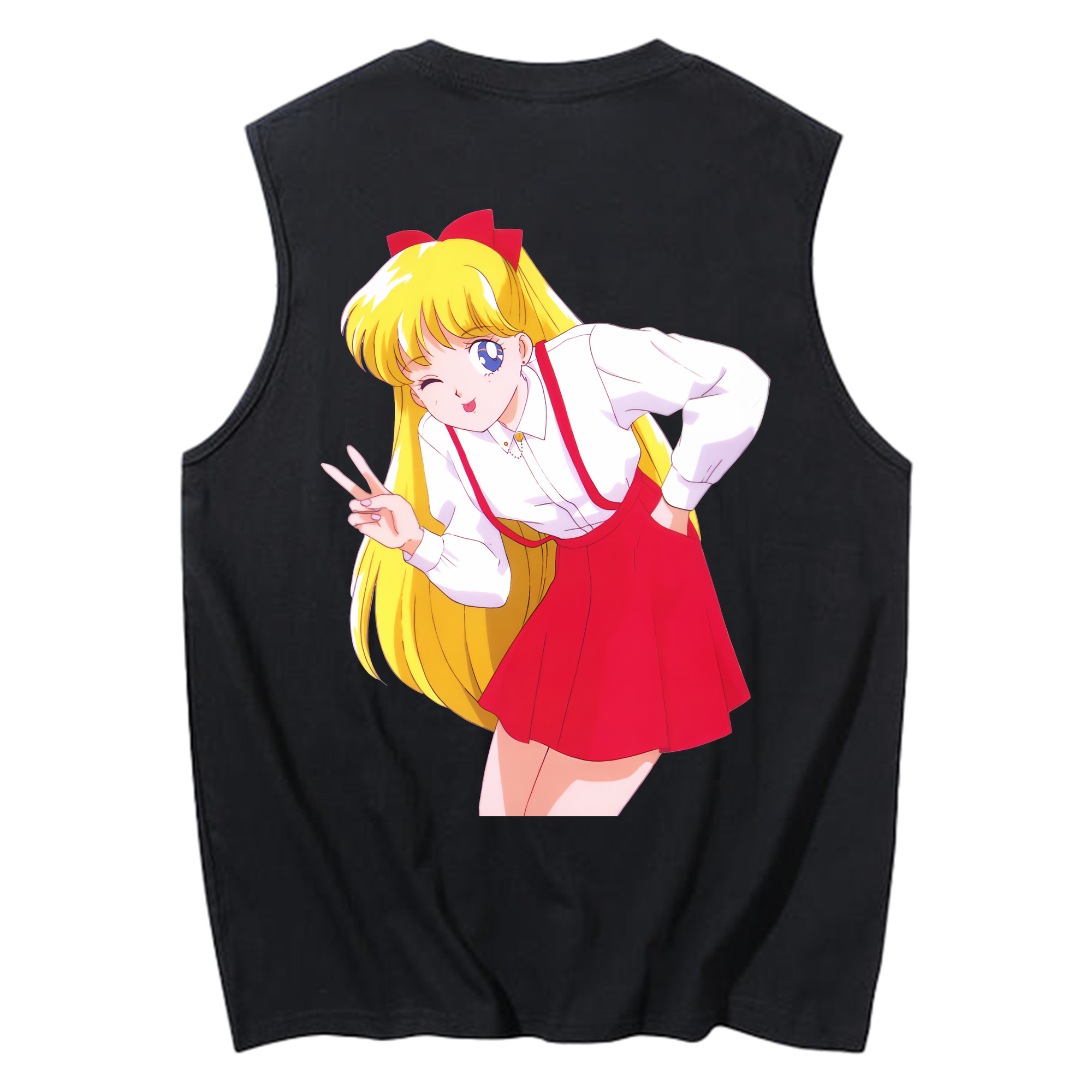 （画像用） 美少女戦士セーラームーン 愛野 美奈子 あいの みなこ Sailor Moon Aino Minako コットン100％タンクトップ（背面プリント）