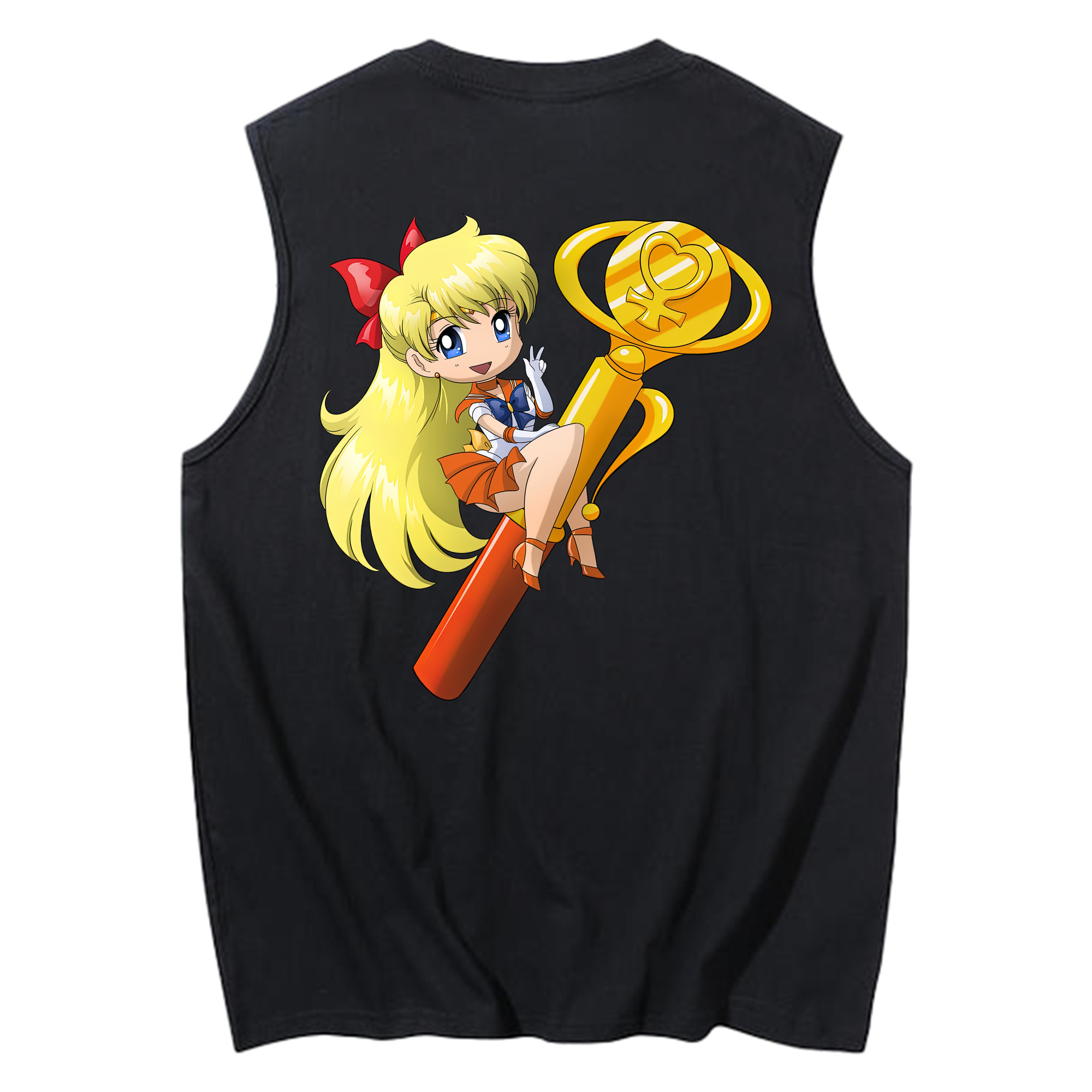 （画像用） 美少女戦士セーラームーン 愛野 美奈子 あいの みなこ Sailor Moon Aino Minako コットン100％タンクトップ（背面プリント）