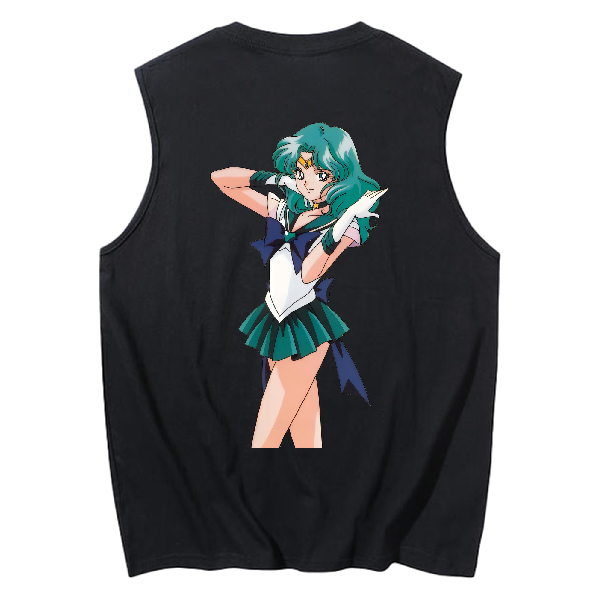 （画像用） 美少女戦士セーラームーン 海王 みちる（かいおう みちる） Sailor Moon Kaiou Michiru コットン100％タンクトップ（背面プリント）