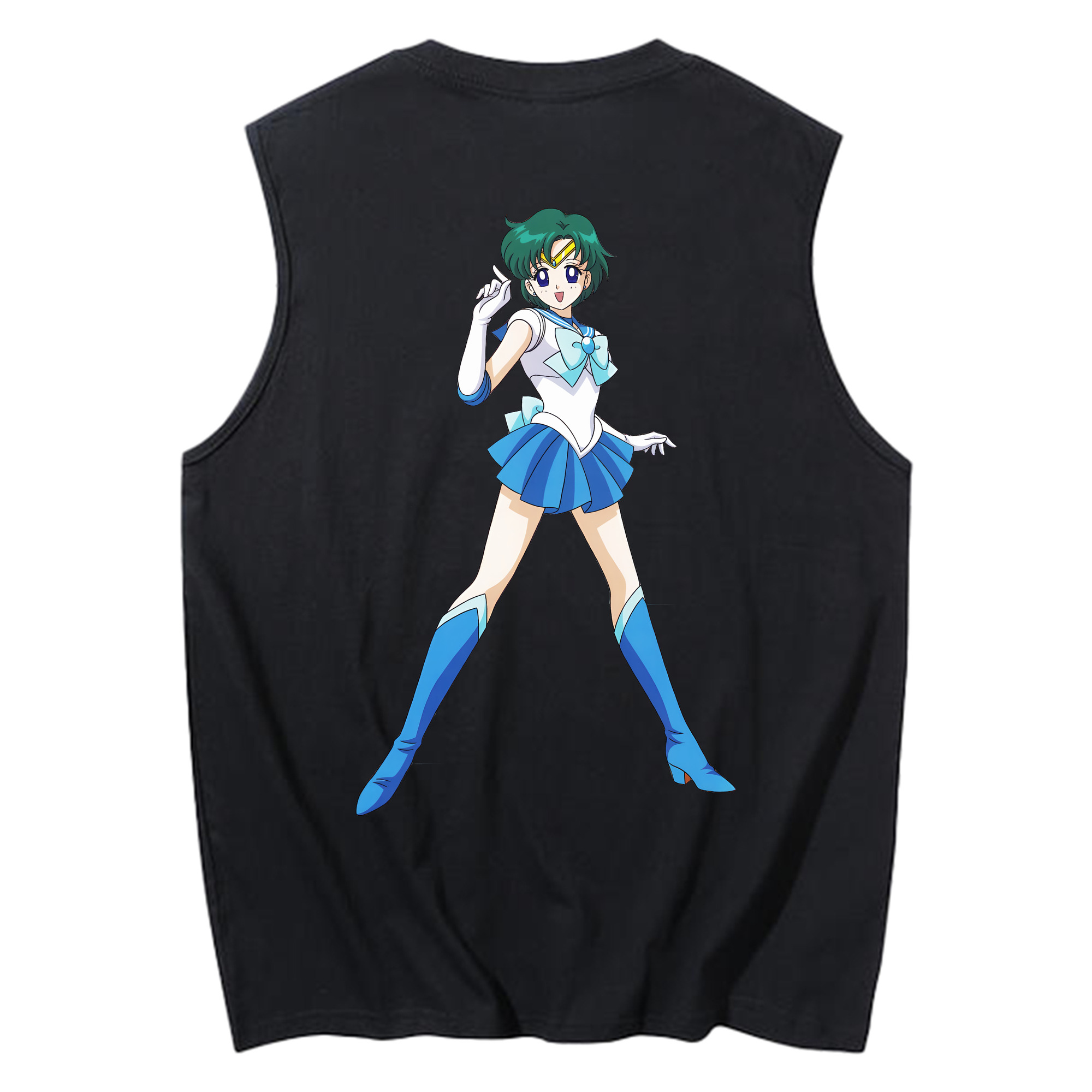 （画像用） 美少女戦士セーラームーン 海王 みちる（かいおう みちる） Sailor Moon Kaiou Michiru コットン100％タンクトップ（背面プリント）
