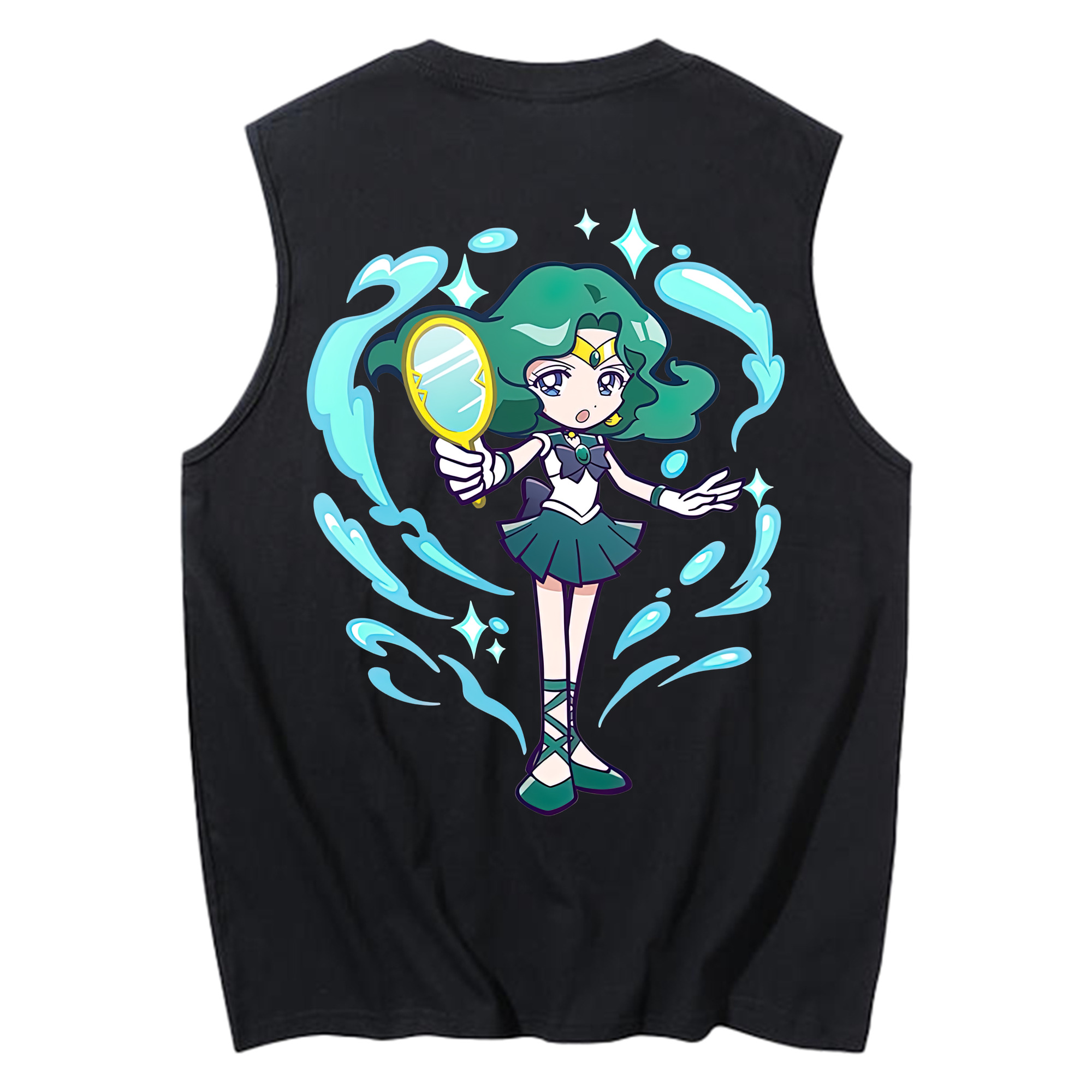 （画像用） 美少女戦士セーラームーン 海王 みちる（かいおう みちる） Sailor Moon Kaiou Michiru コットン100％タンクトップ（背面プリント）