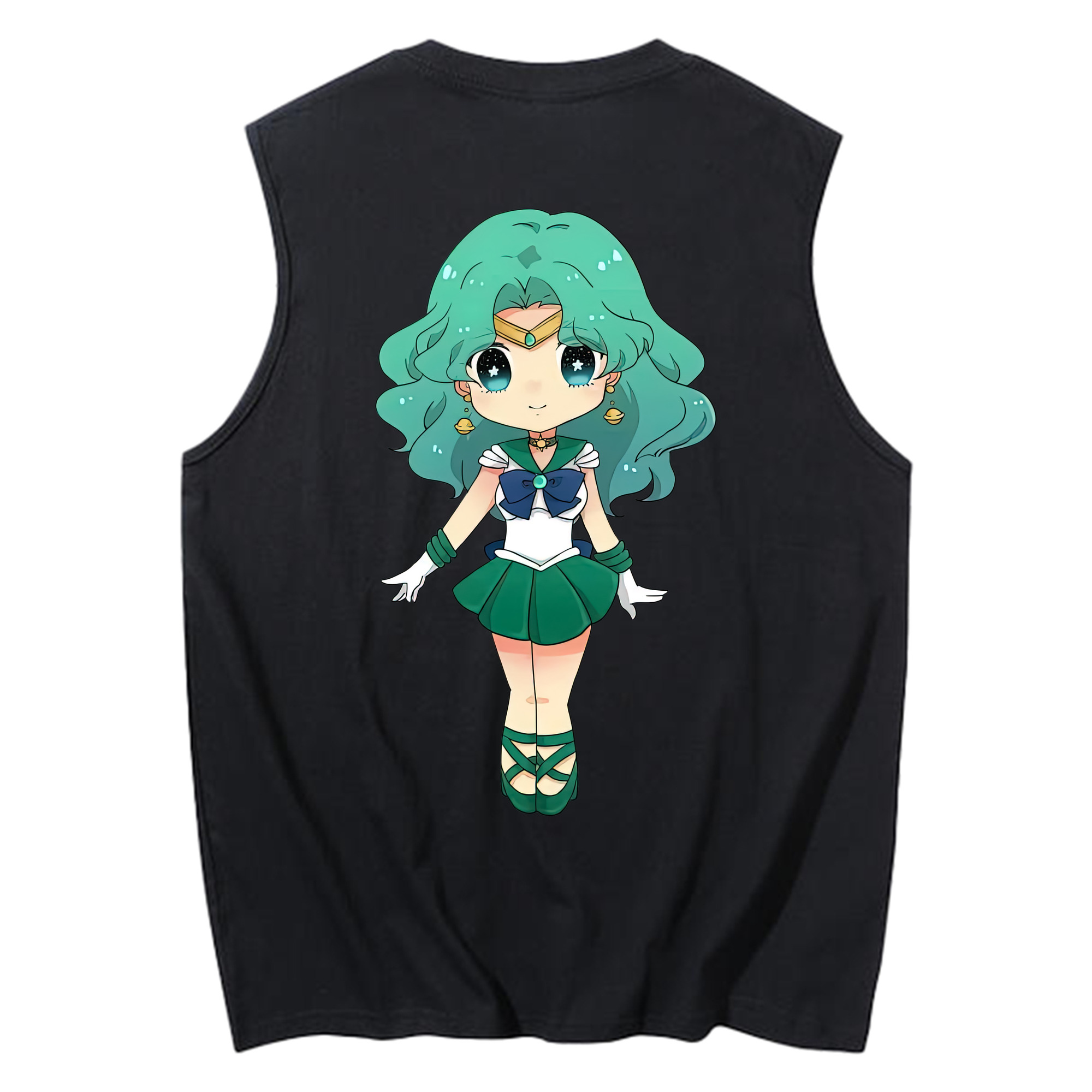 （画像用） 美少女戦士セーラームーン 海王 みちる（かいおう みちる） Sailor Moon Kaiou Michiru コットン100％タンクトップ（背面プリント）