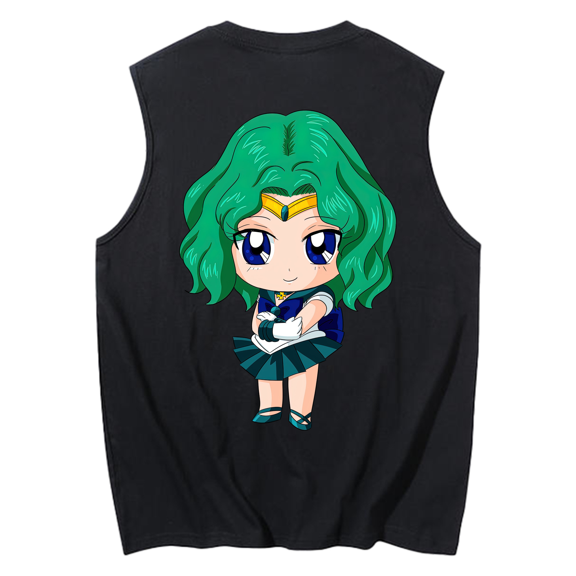 （画像用） 美少女戦士セーラームーン 海王 みちる（かいおう みちる） Sailor Moon Kaiou Michiru コットン100％タンクトップ（背面プリント）