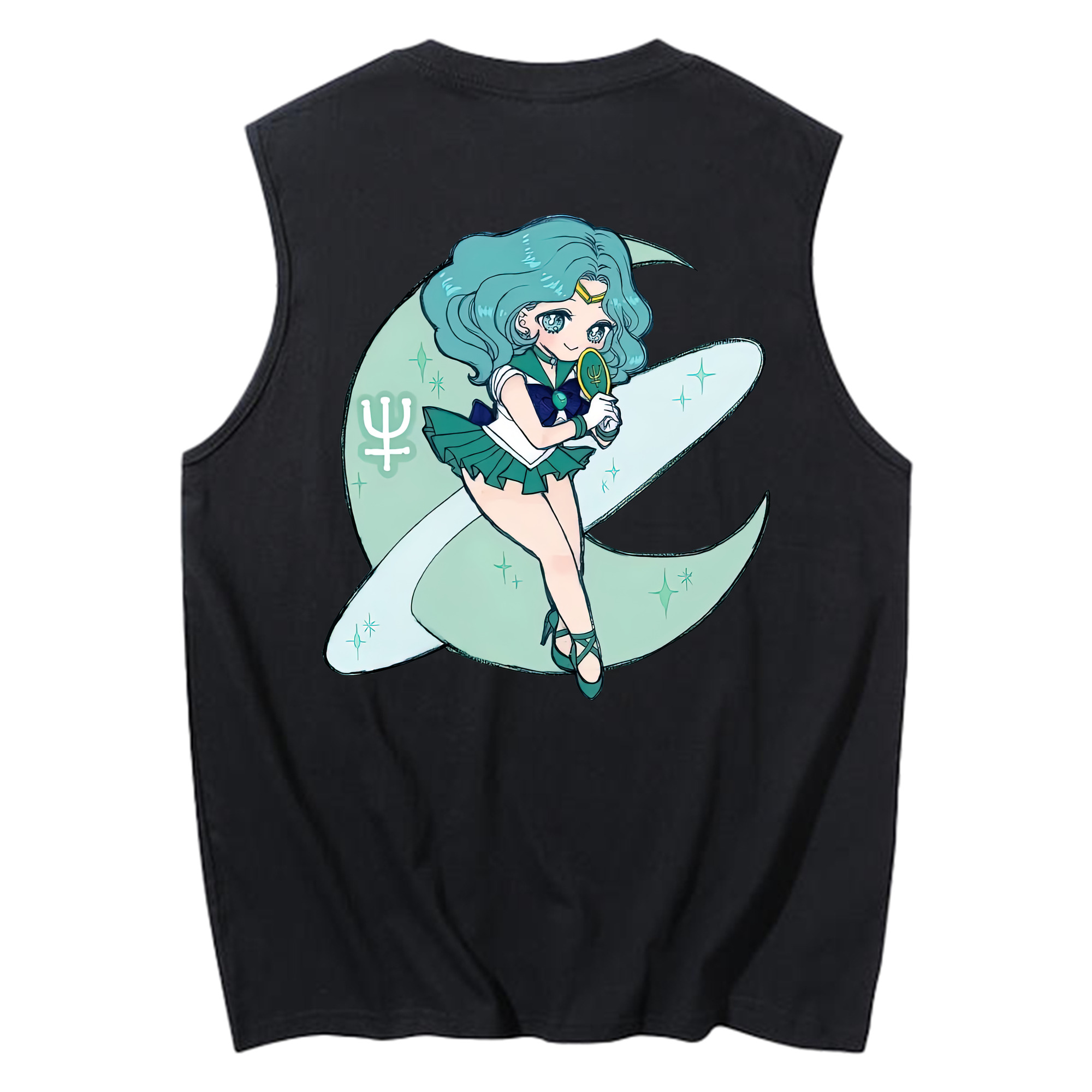 （画像用） 美少女戦士セーラームーン 海王 みちる（かいおう みちる） Sailor Moon Kaiou Michiru コットン100％タンクトップ（背面プリント）