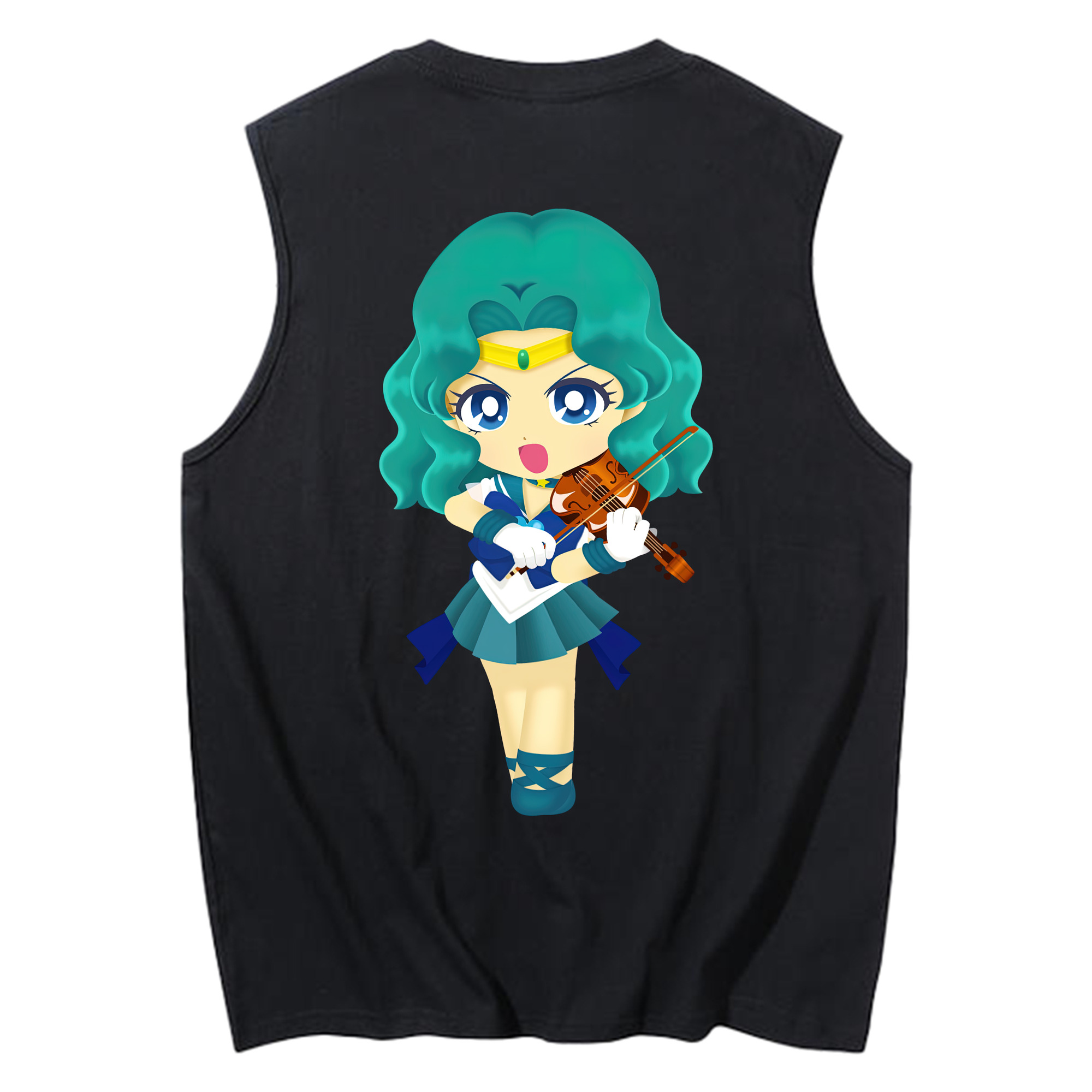 （画像用） 美少女戦士セーラームーン 海王 みちる（かいおう みちる） Sailor Moon Kaiou Michiru コットン100％タンクトップ（背面プリント）