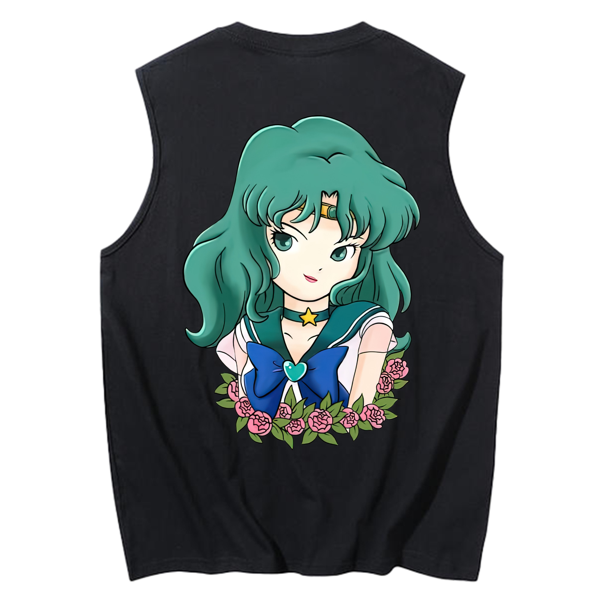 （画像用） 美少女戦士セーラームーン 海王 みちる（かいおう みちる） Sailor Moon Kaiou Michiru コットン100％タンクトップ（背面プリント）