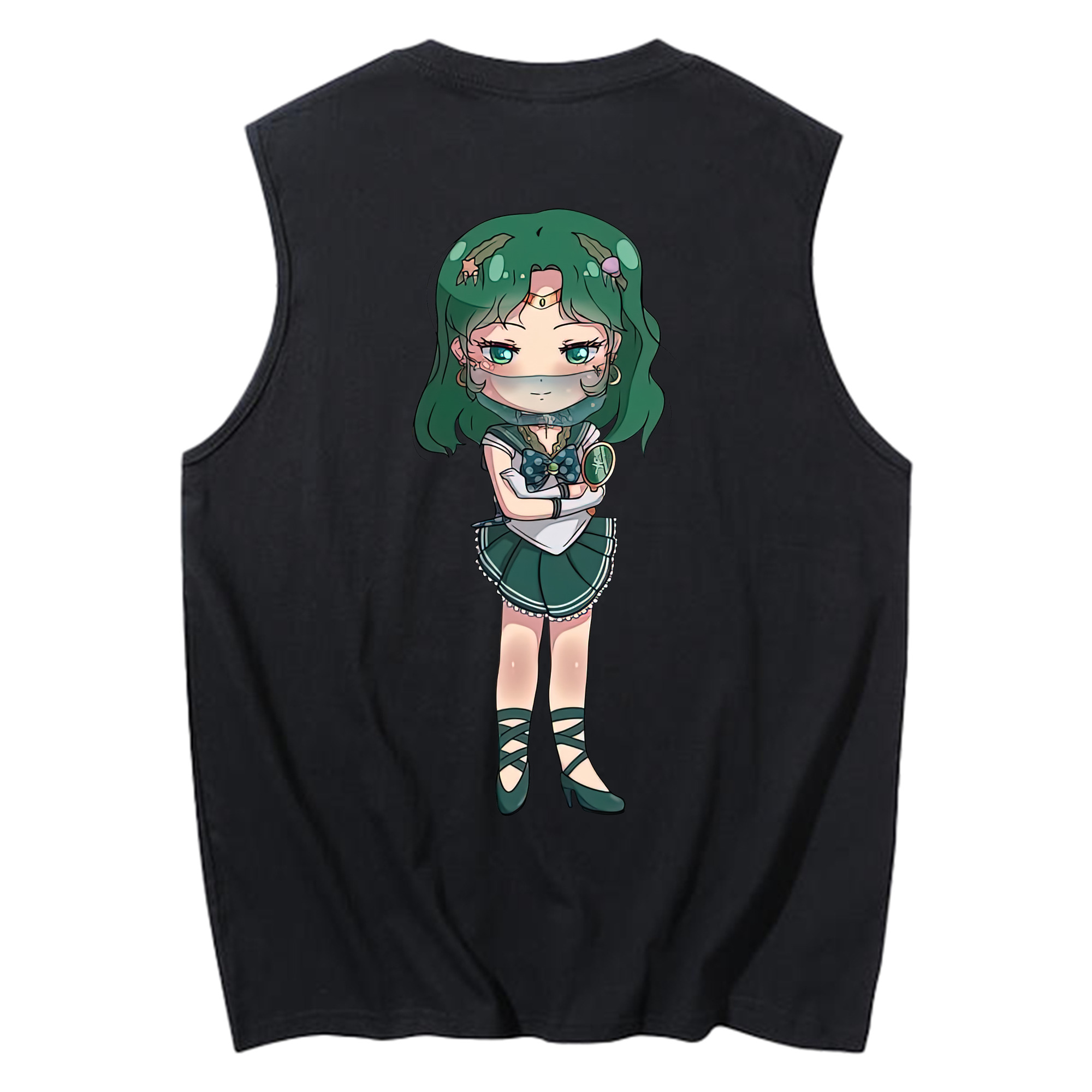 （画像用） 美少女戦士セーラームーン 海王 みちる（かいおう みちる） Sailor Moon Kaiou Michiru コットン100％タンクトップ（背面プリント）