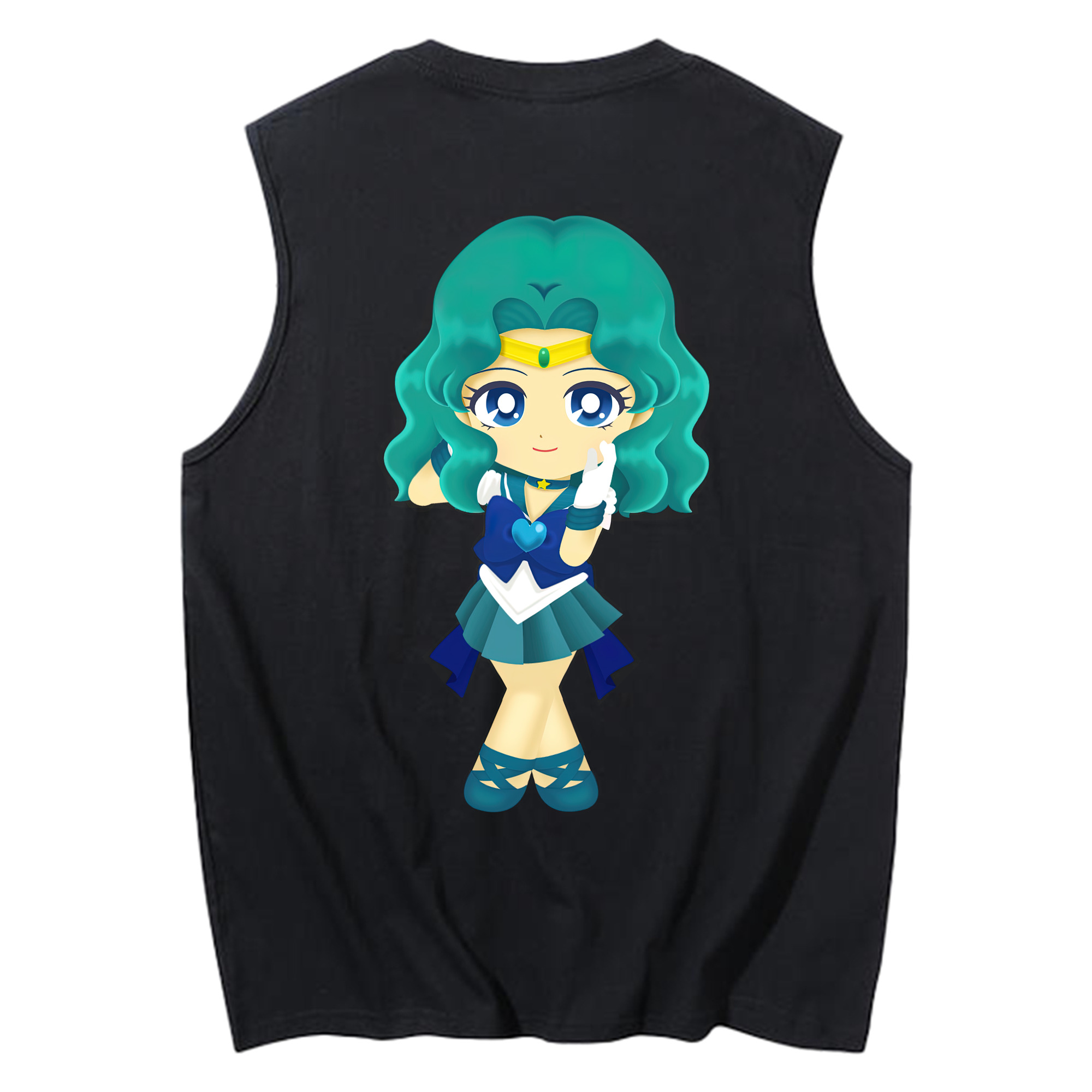 （画像用） 美少女戦士セーラームーン 海王 みちる（かいおう みちる） Sailor Moon Kaiou Michiru コットン100％タンクトップ（背面プリント）