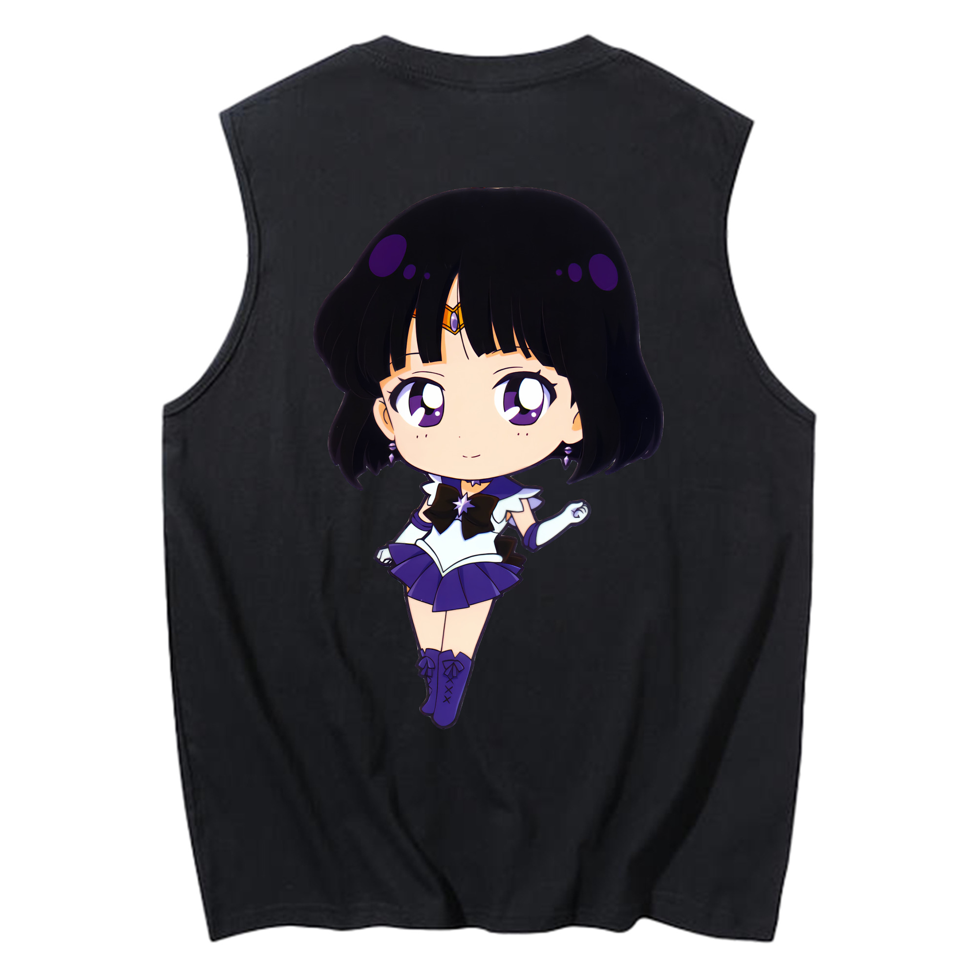 （画像用） 美少女戦士セーラームーン 土萠ほたる Sailor Moon Tomoe Hotaru （セーラーサターン；Sailor Saturn） コットン100％タンクトップ（背面プリント）