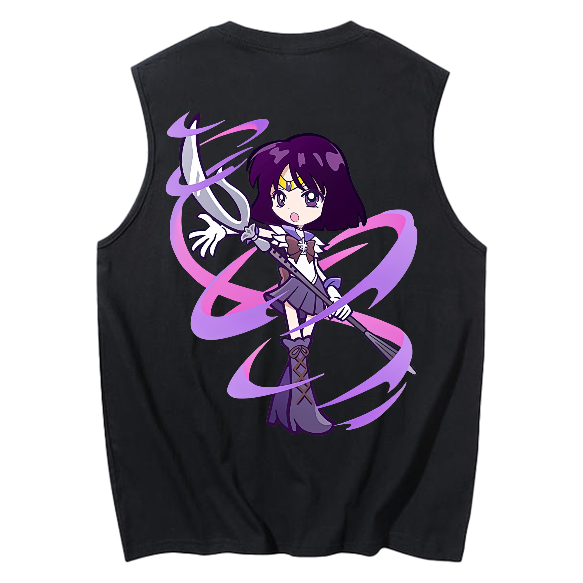 （画像用） 美少女戦士セーラームーン 土萠ほたる Sailor Moon Tomoe Hotaru （セーラーサターン；Sailor Saturn） コットン100％タンクトップ（背面プリント）
