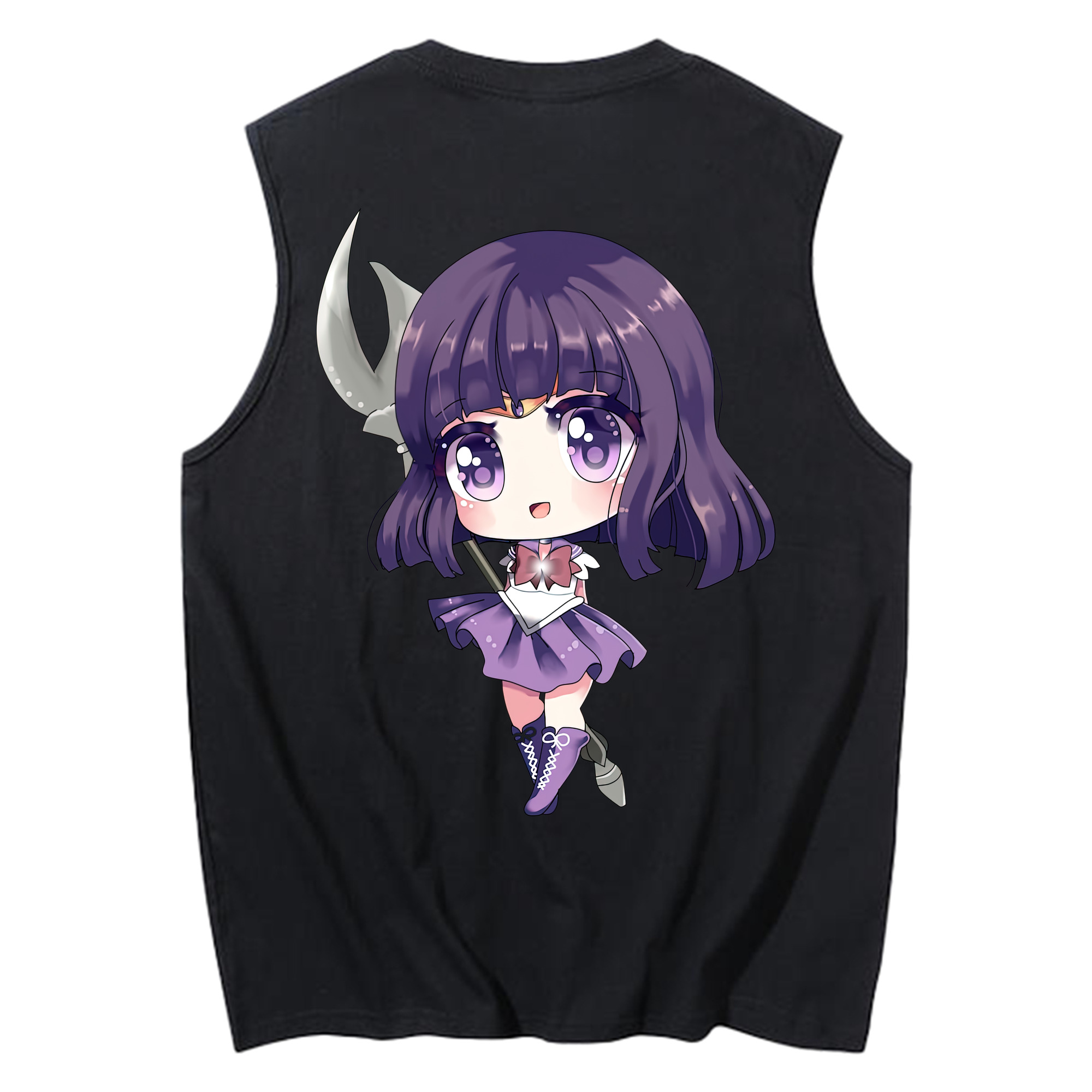 （画像用） 美少女戦士セーラームーン 土萠ほたる Sailor Moon Tomoe Hotaru （セーラーサターン；Sailor Saturn） コットン100％タンクトップ（背面プリント）