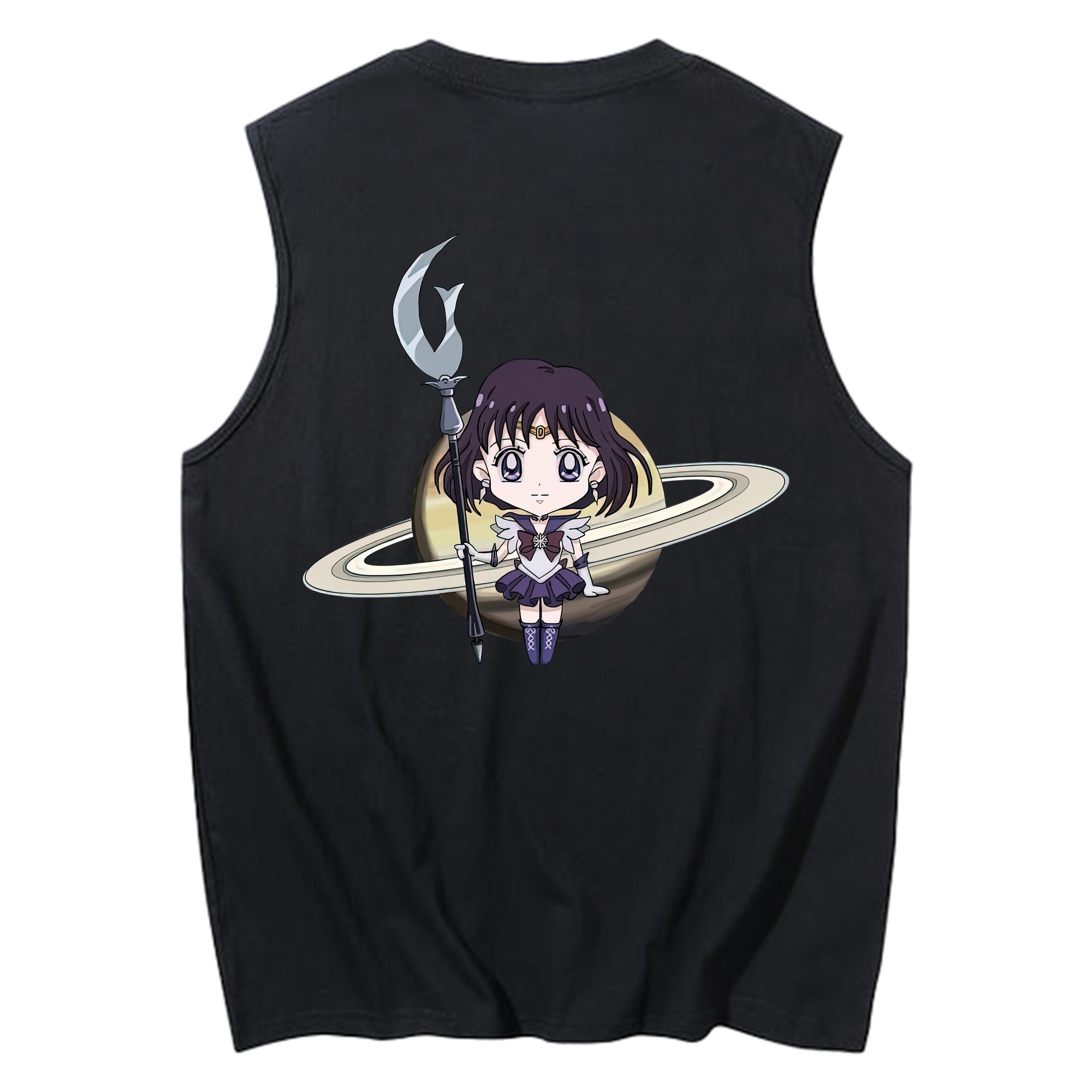 （画像用） 美少女戦士セーラームーン 土萠ほたる Sailor Moon Tomoe Hotaru （セーラーサターン；Sailor Saturn） コットン100％タンクトップ（背面プリント）