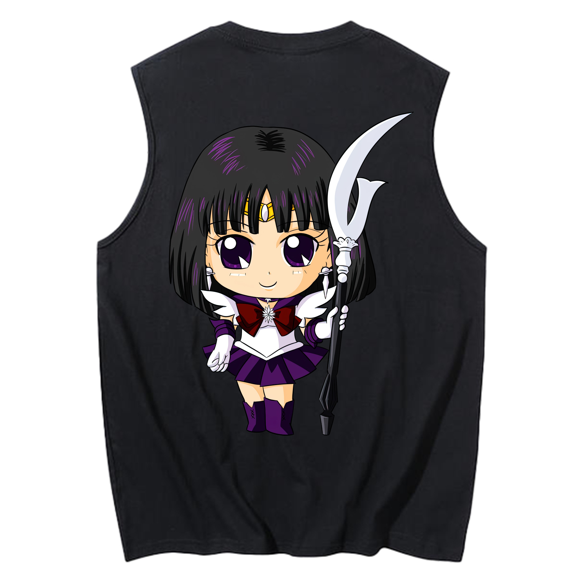 （画像用） 美少女戦士セーラームーン 土萠ほたる Sailor Moon Tomoe Hotaru （セーラーサターン；Sailor Saturn） コットン100％タンクトップ（背面プリント）