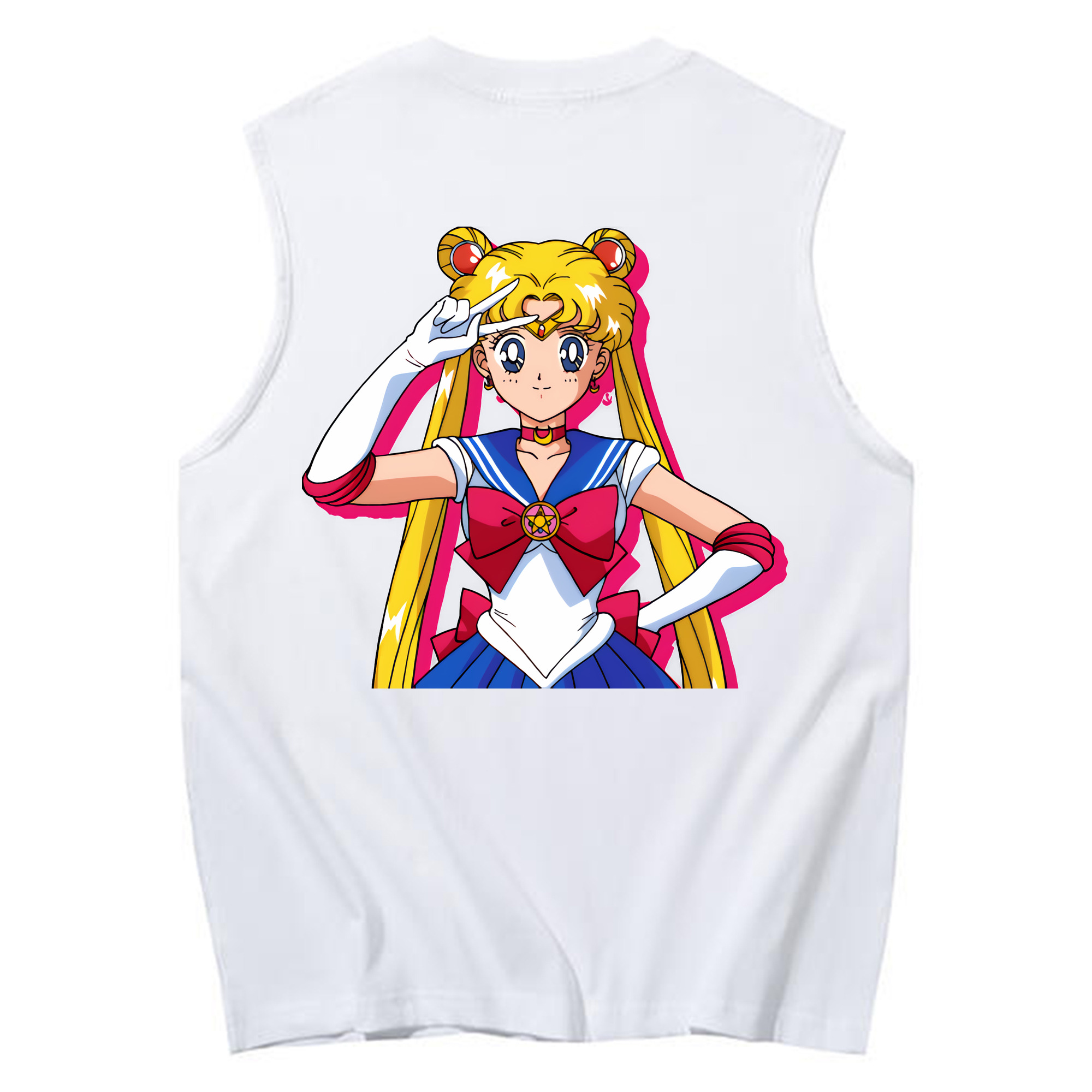 （画像用） 美少女戦士セーラームーン 月野 うさぎ つきの うさぎ Sailor Moon Tsukino Usagi コットン100％タンクトップ（背面プリント）