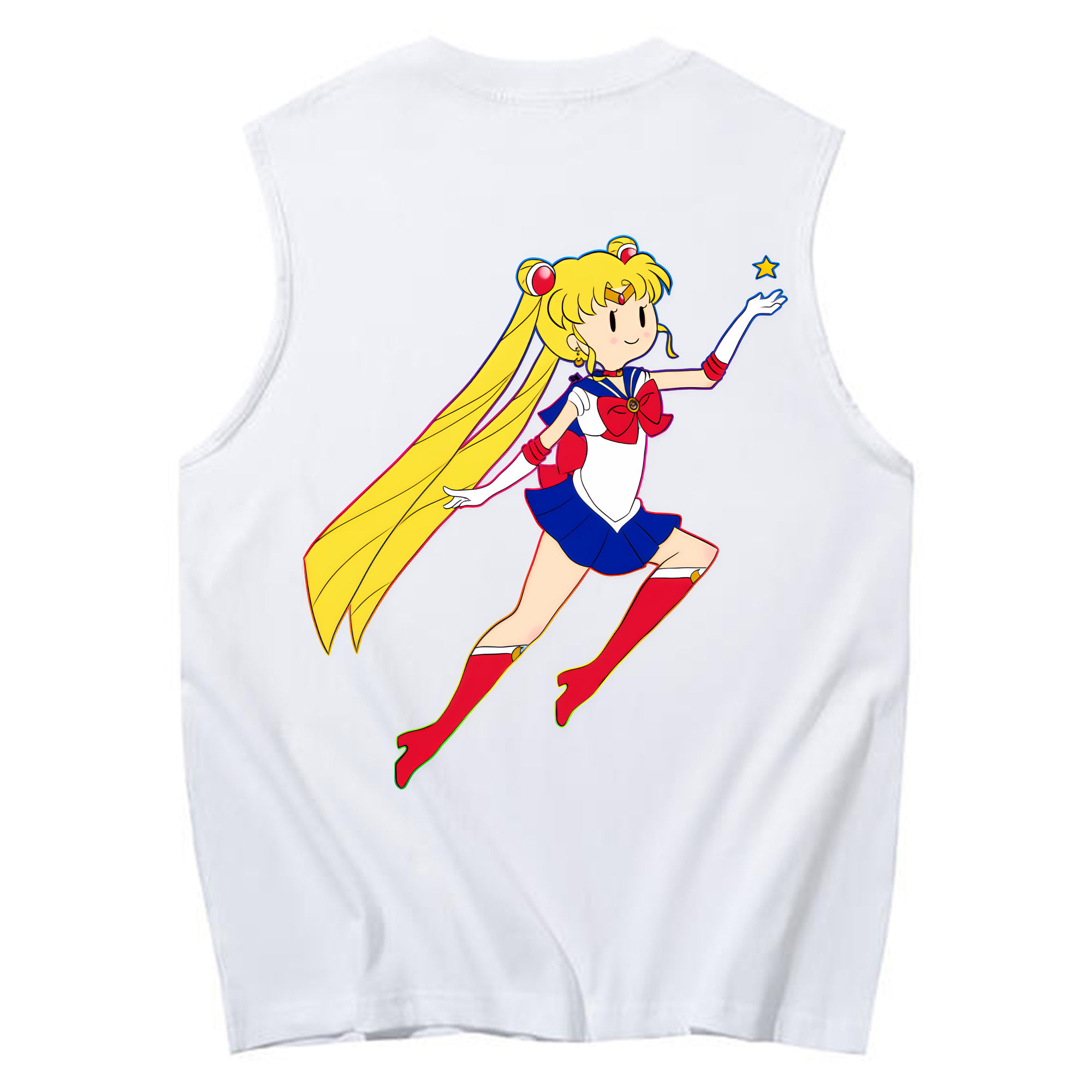 （画像用） 美少女戦士セーラームーン 月野 うさぎ つきの うさぎ Sailor Moon Tsukino Usagi コットン100％タンクトップ（背面プリント）
