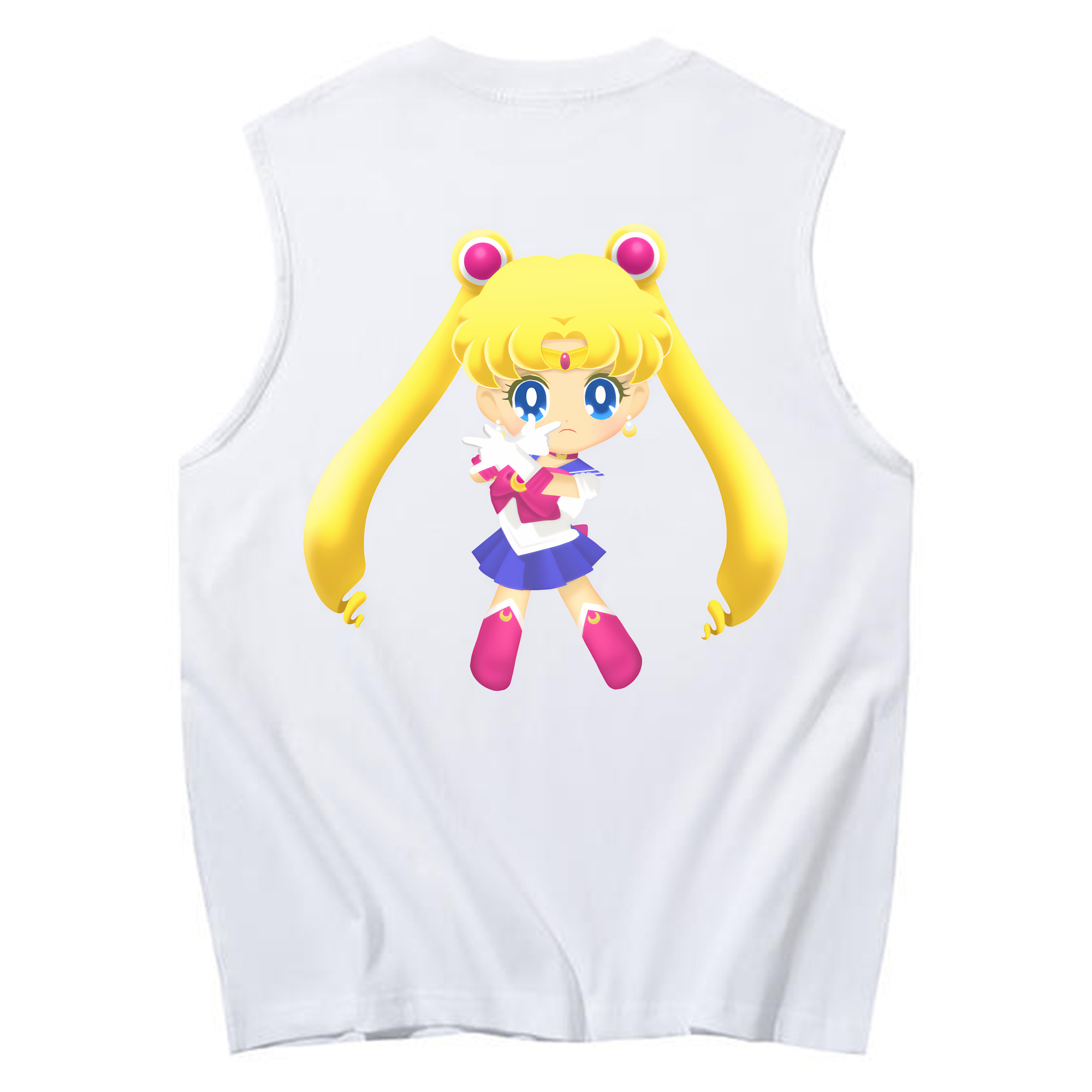 （画像用） 美少女戦士セーラームーン 月野 うさぎ つきの うさぎ Sailor Moon Tsukino Usagi コットン100％タンクトップ（背面プリント）