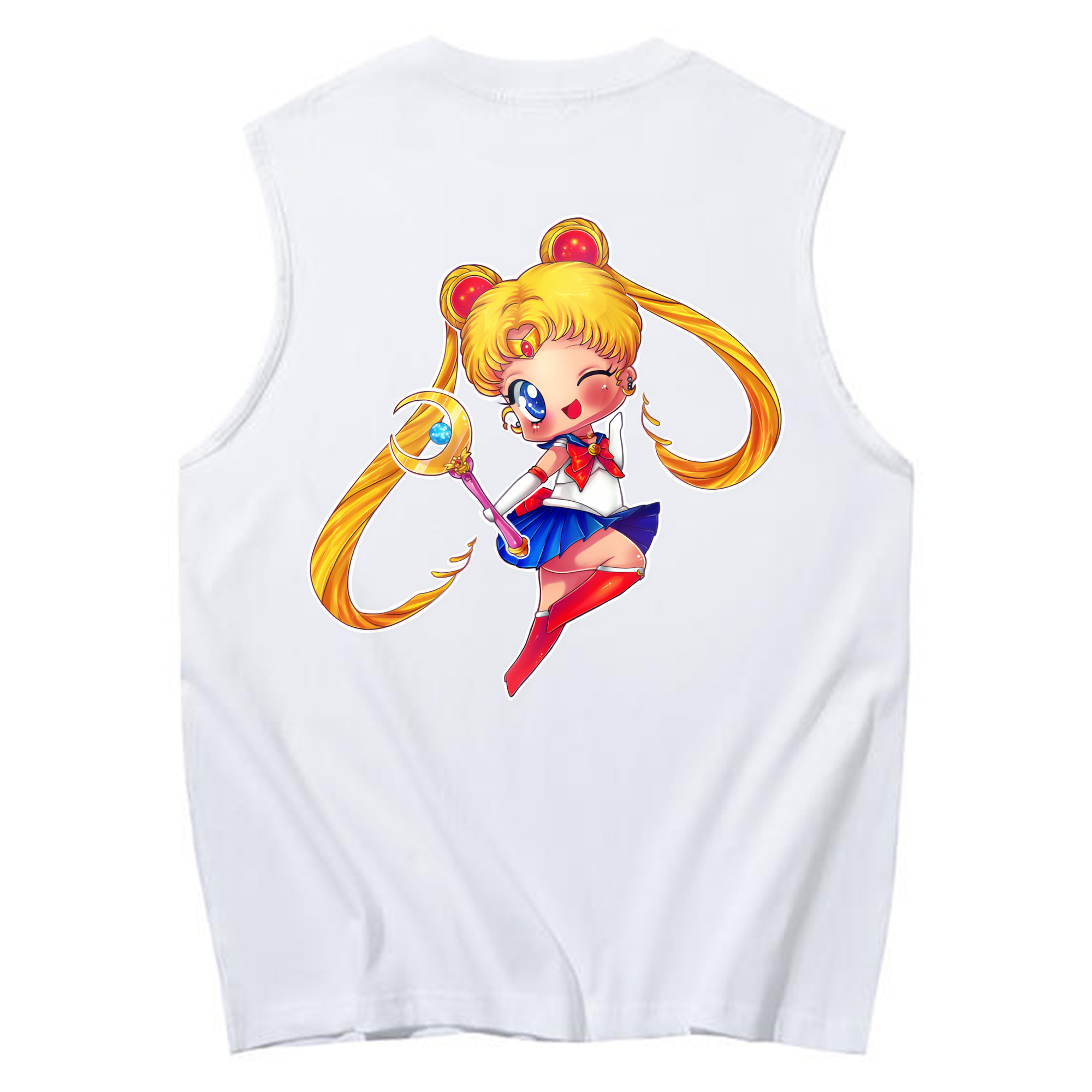 （画像用） 美少女戦士セーラームーン 月野 うさぎ つきの うさぎ Sailor Moon Tsukino Usagi コットン100％タンクトップ（背面プリント）
