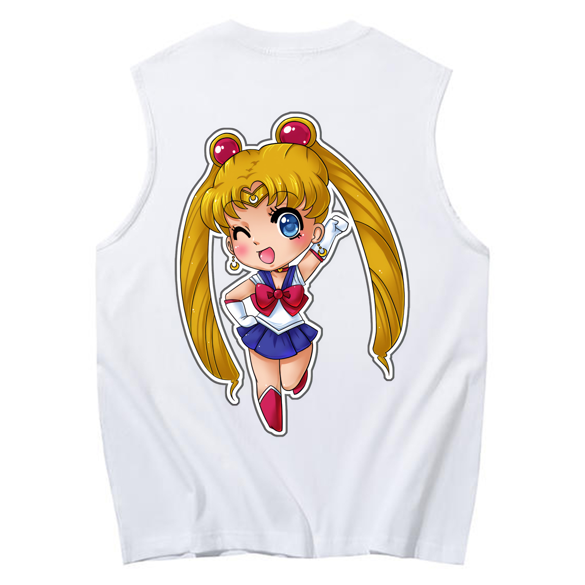 （画像用） 美少女戦士セーラームーン 月野 うさぎ つきの うさぎ Sailor Moon Tsukino Usagi コットン100％タンクトップ（背面プリント）