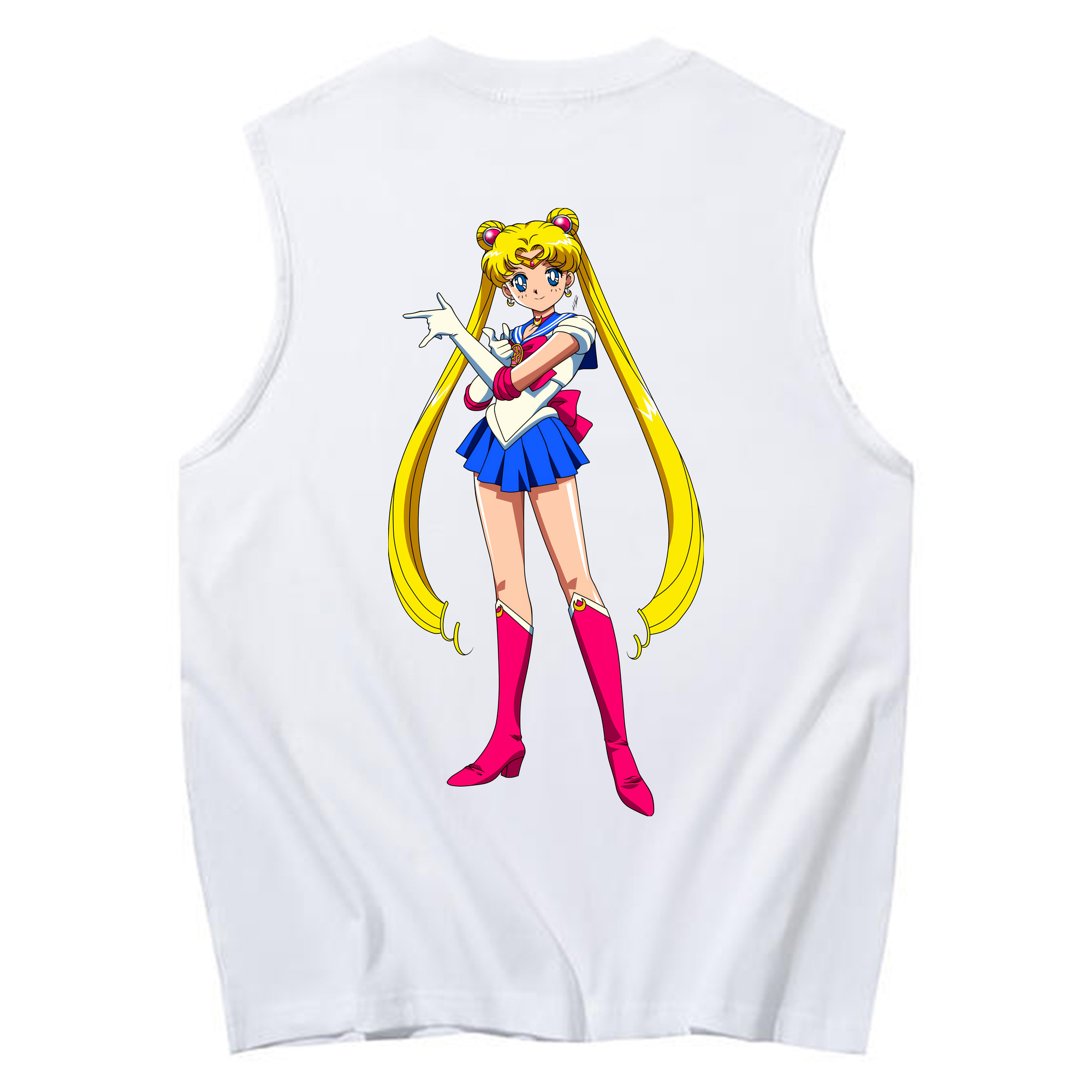（画像用） 美少女戦士セーラームーン 月野 うさぎ つきの うさぎ Sailor Moon Tsukino Usagi コットン100％タンクトップ（背面プリント）