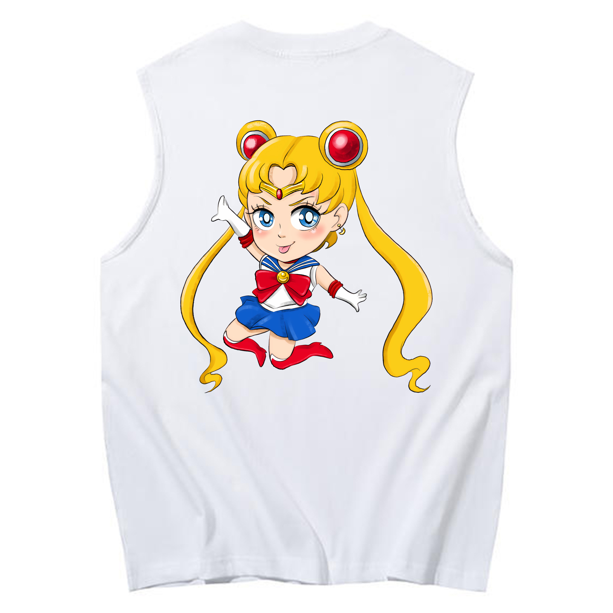 （画像用） 美少女戦士セーラームーン 月野 うさぎ つきの うさぎ Sailor Moon Tsukino Usagi コットン100％タンクトップ（背面プリント）