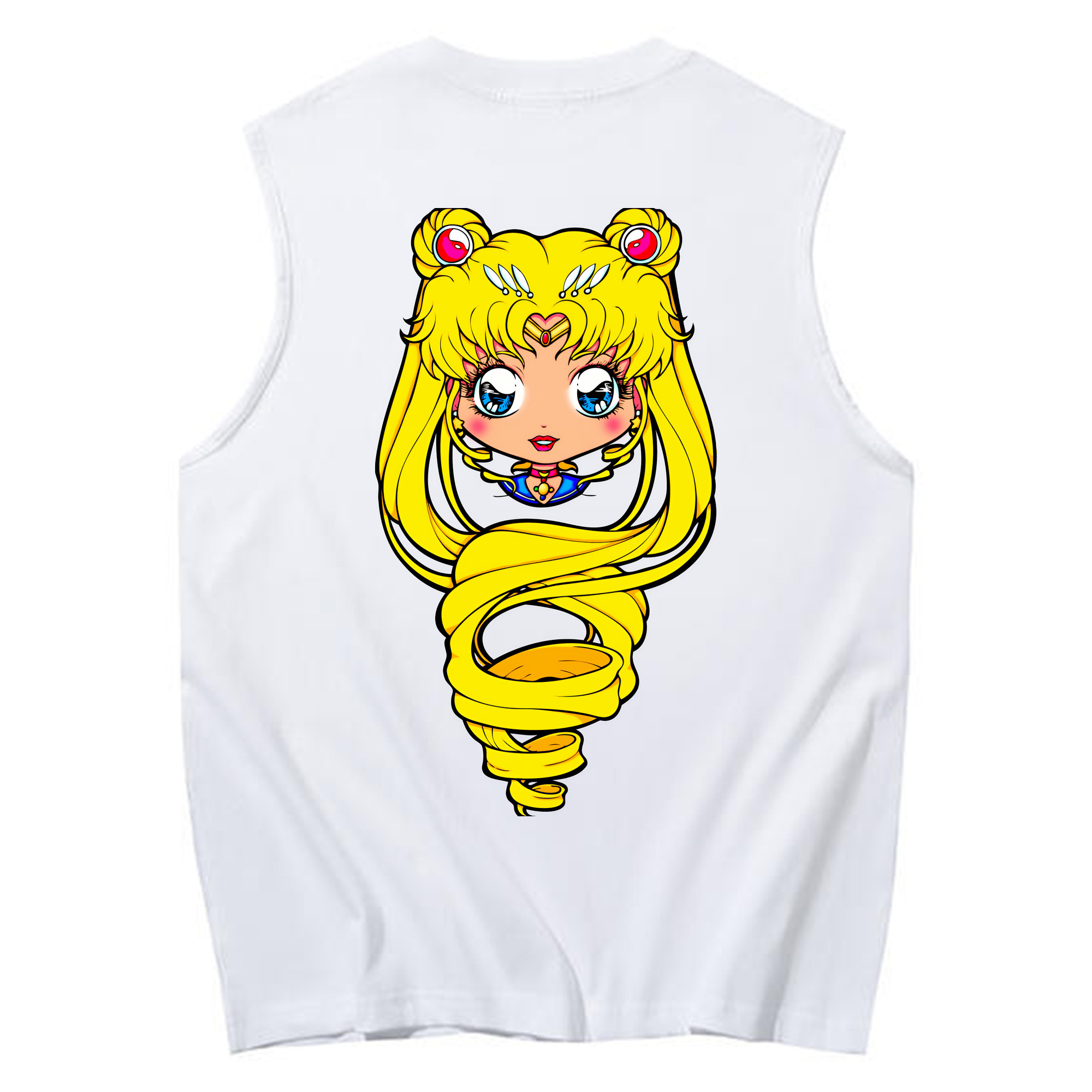 （画像用） 美少女戦士セーラームーン 月野 うさぎ つきの うさぎ Sailor Moon Tsukino Usagi コットン100％タンクトップ（背面プリント）