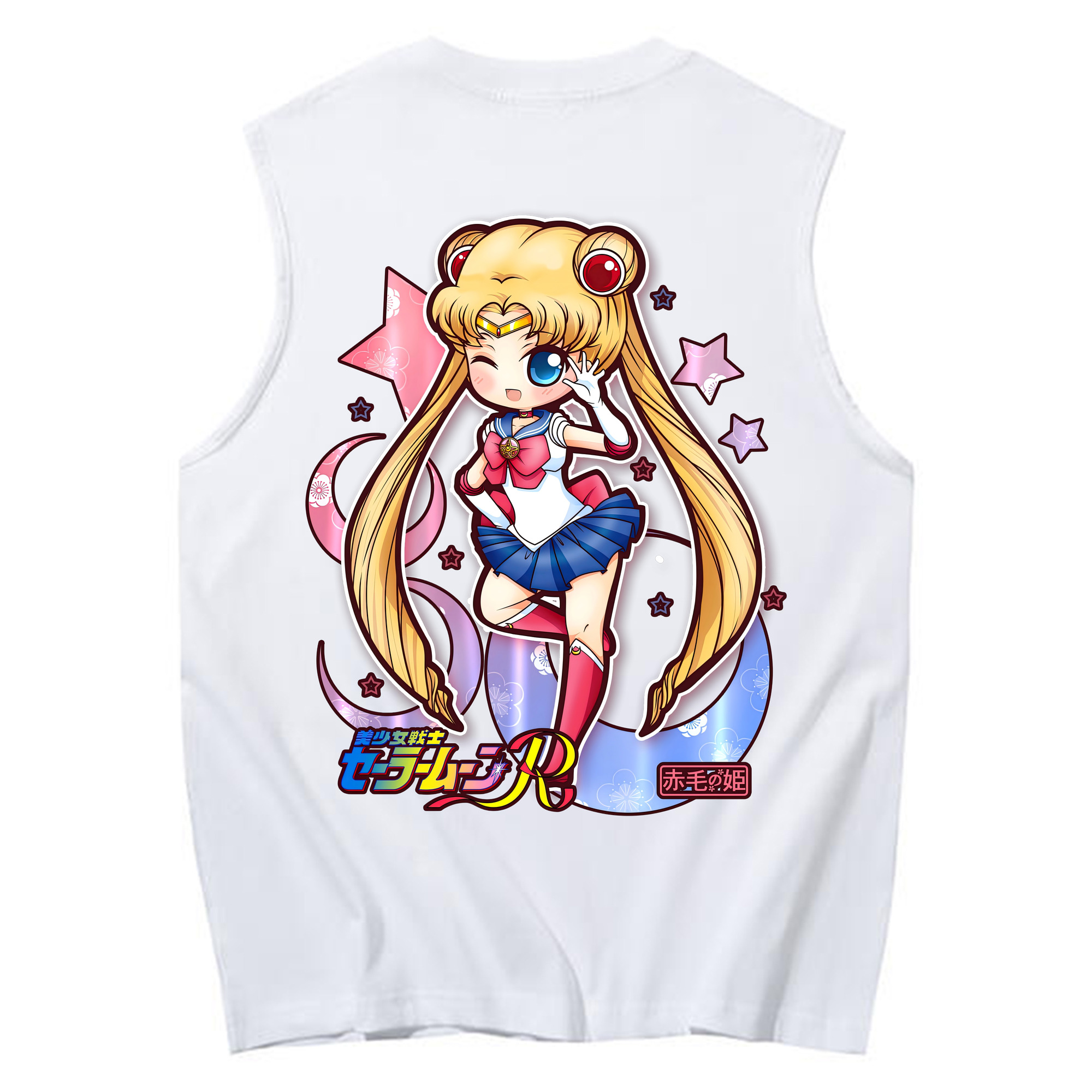 （画像用） 美少女戦士セーラームーン 月野 うさぎ つきの うさぎ Sailor Moon Tsukino Usagi コットン100％タンクトップ（背面プリント）