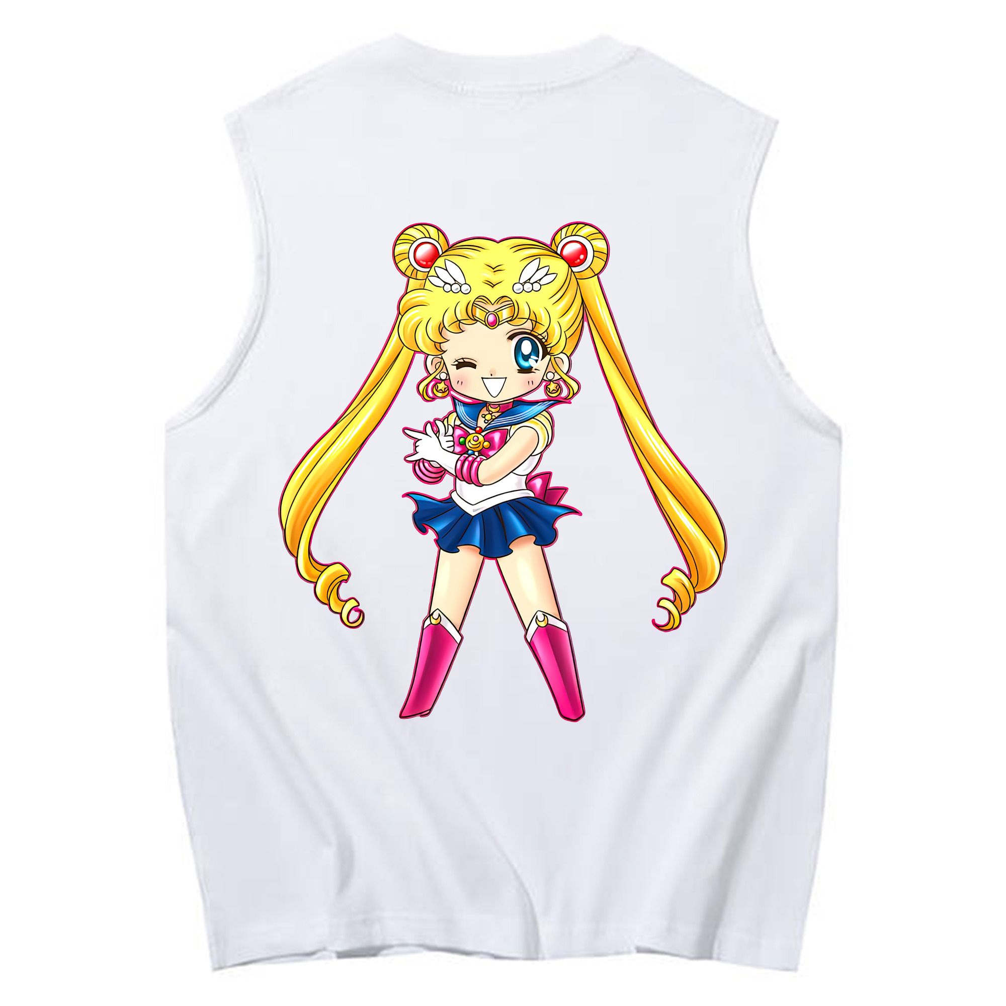 （画像用） 美少女戦士セーラームーン 月野 うさぎ つきの うさぎ Sailor Moon Tsukino Usagi コットン100％タンクトップ（背面プリント）