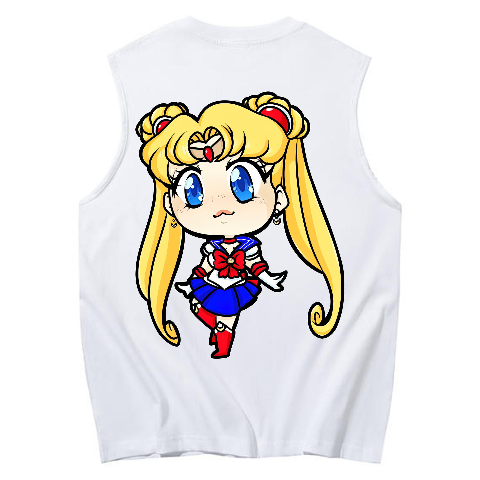 （画像用） 美少女戦士セーラームーン 月野 うさぎ つきの うさぎ Sailor Moon Tsukino Usagi コットン100％タンクトップ（背面プリント）