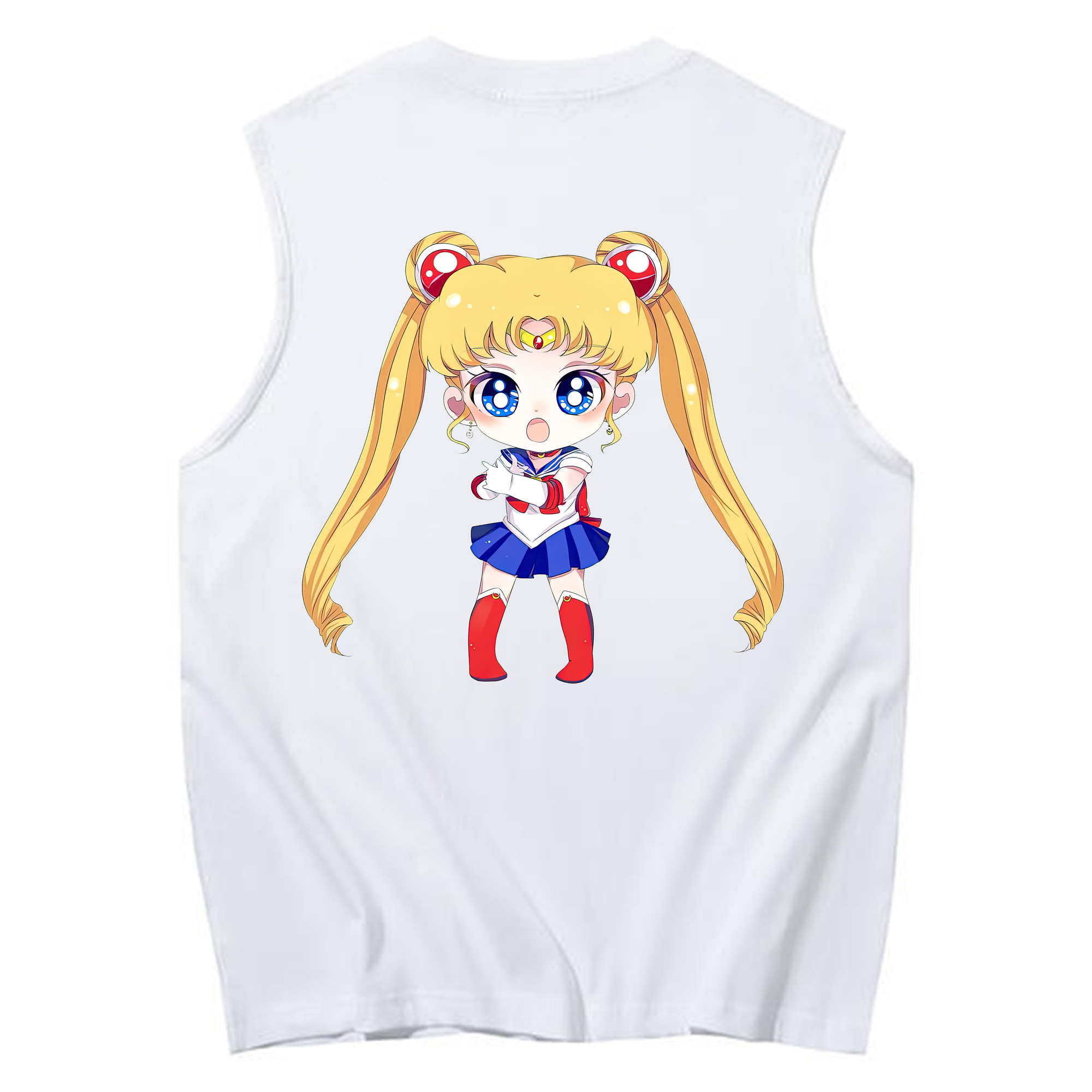 （画像用） 美少女戦士セーラームーン 月野 うさぎ つきの うさぎ Sailor Moon Tsukino Usagi コットン100％タンクトップ（背面プリント）