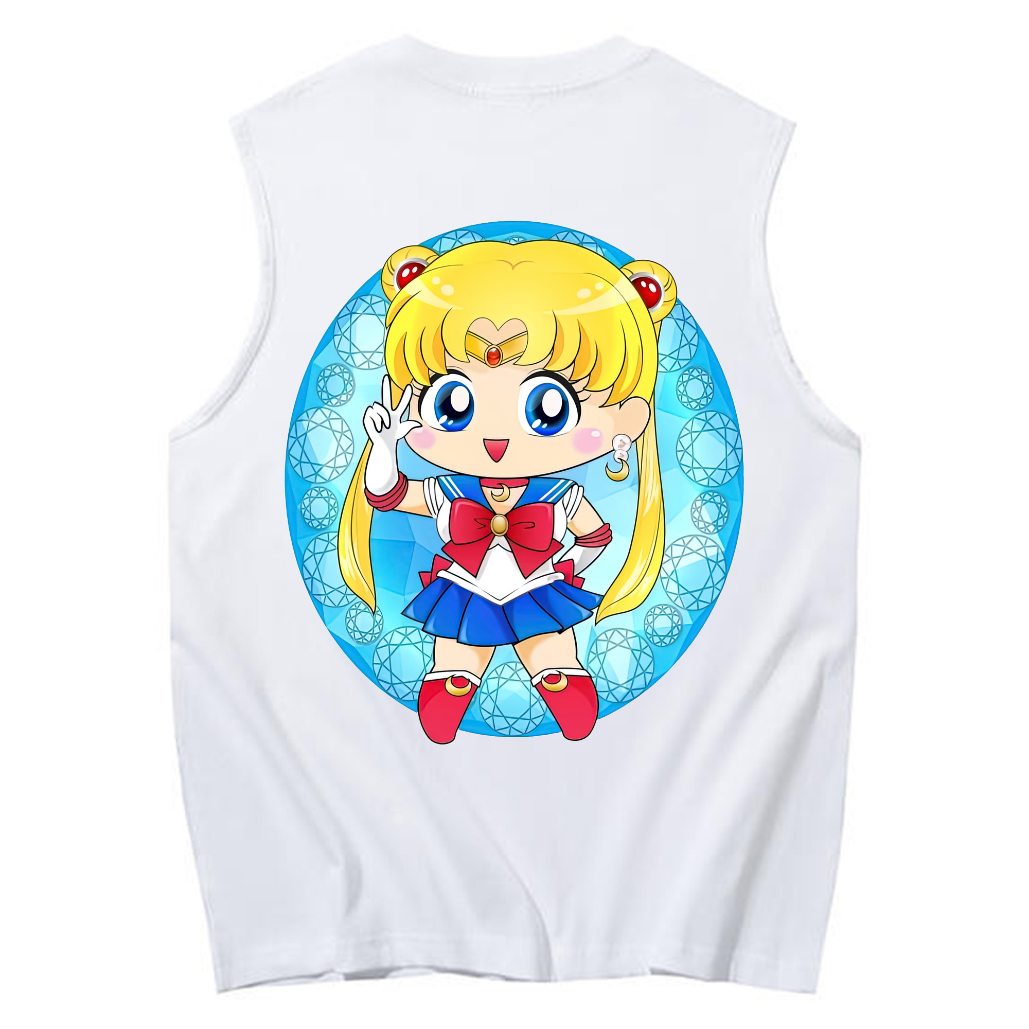 （画像用） 美少女戦士セーラームーン 月野 うさぎ つきの うさぎ Sailor Moon Tsukino Usagi コットン100％タンクトップ（背面プリント）